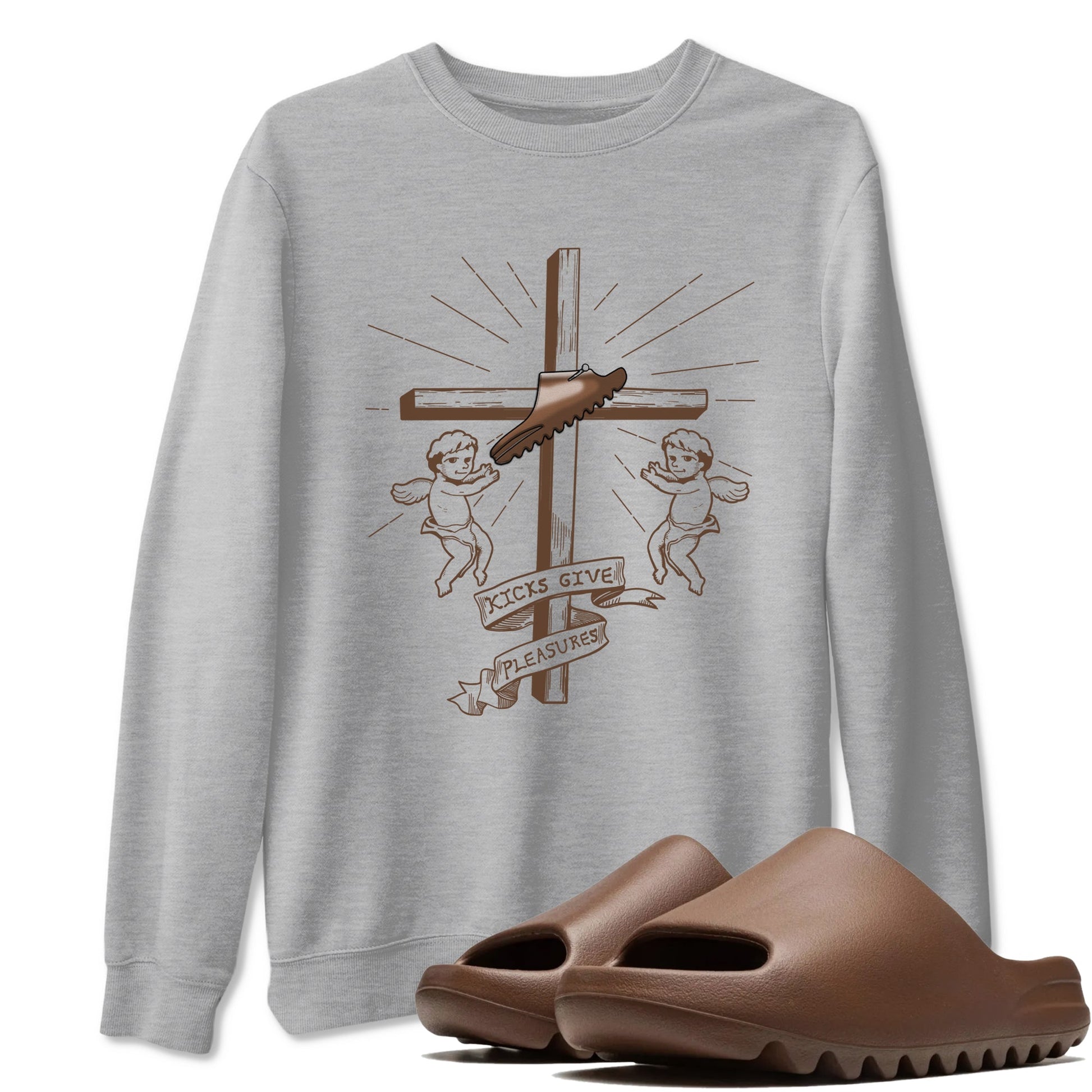 Yeezy Slide Flax shirts to match jordans Kicks Give You Pleasures sneaker match tees Yeezy Slide Flax SNRT Sneaker Tees streetwear brand Heather Grey 1 unisex cotton tee