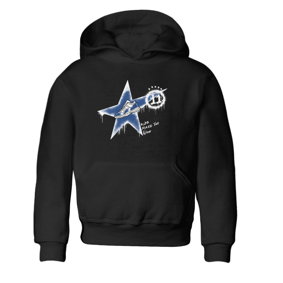 11s Diffused Blue shirts to match jordans Kicks Make You Glow sneaker match tees Air Jordan 11 Diffused Blue SNRT Sneaker Tees streetwear brand Baby and Youth Black 2 cotton tee