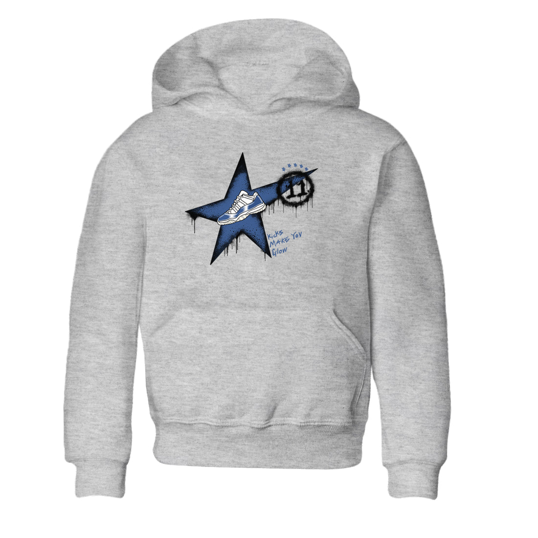 11s Diffused Blue shirts to match jordans Kicks Make You Glow sneaker match tees Air Jordan 11 Diffused Blue SNRT Sneaker Tees streetwear brand Baby and Youth Heather Grey 2 cotton tee