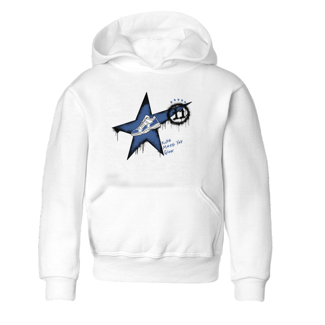 11s Diffused Blue shirts to match jordans Kicks Make You Glow sneaker match tees Air Jordan 11 Diffused Blue SNRT Sneaker Tees streetwear brand Baby and Youth White 2 cotton tee