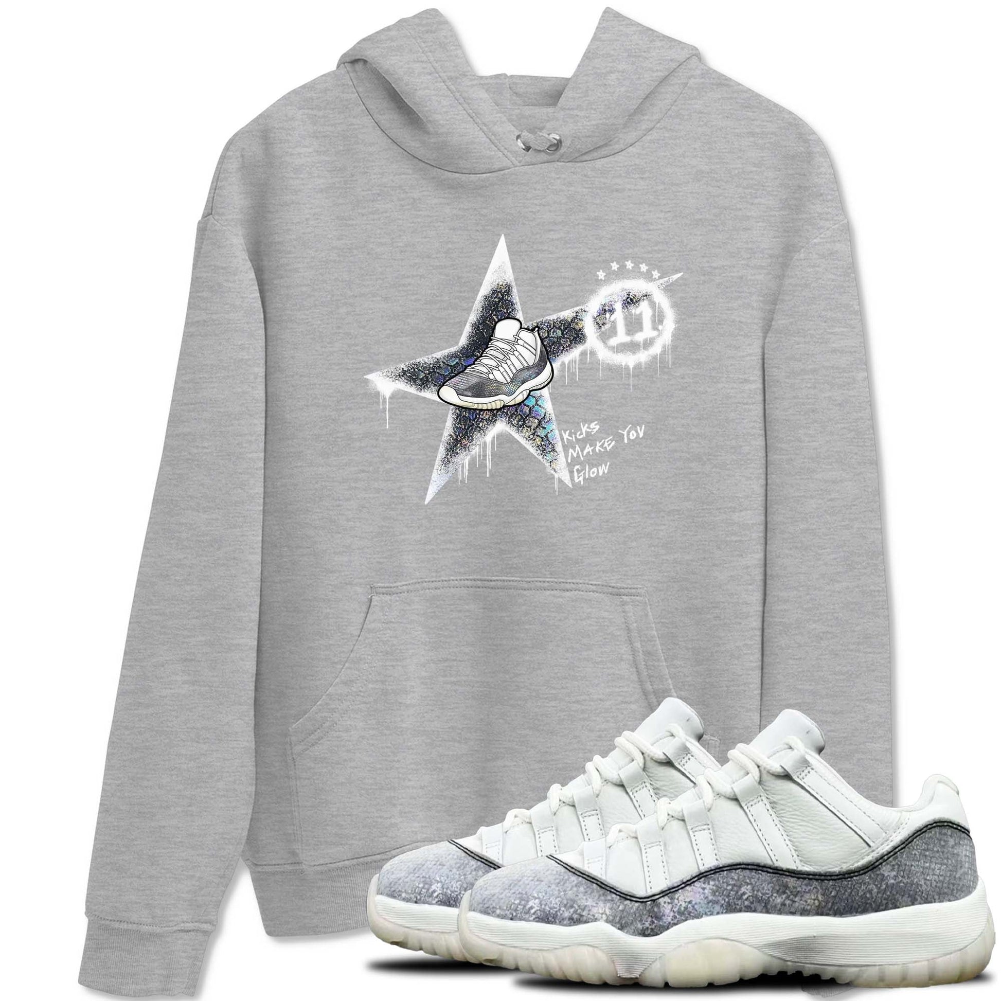 11s Year Of The Snake shirts to match jordans Kicks Make You Glow shirts to match jordans Air Jordan 11 Retro Low Year Of The Snake match shoes to clothes SNRT Sneaker Tees unisex cotton Heather Grey 1 shirts
