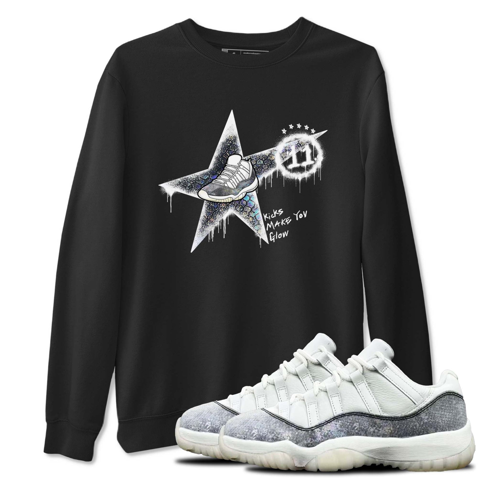 11s Year Of The Snake shirts to match jordans Kicks Make You Glow shirts to match jordans Air Jordan 11 Retro Low Year Of The Snake match shoes to clothes SNRT Sneaker Tees unisex cotton Black 1 shirts