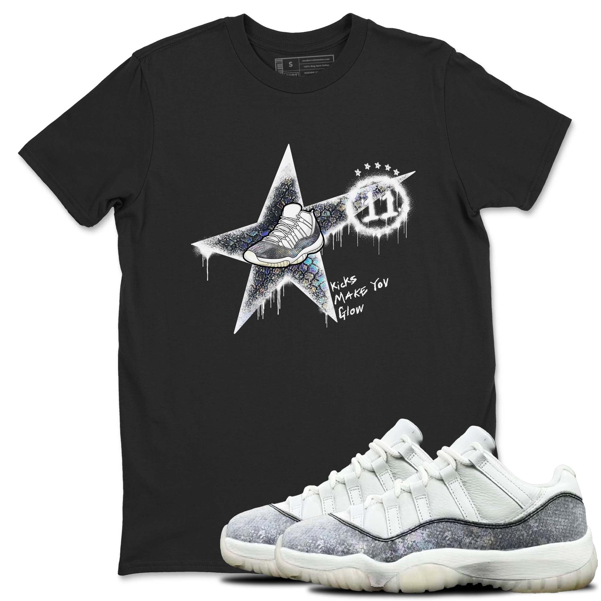 11s Year Of The Snake shirts to match jordans Kicks Make You Glow shirts to match jordans Air Jordan 11 Retro Low Year Of The Snake match shoes to clothes SNRT Sneaker Tees unisex cotton Black 1 shirts