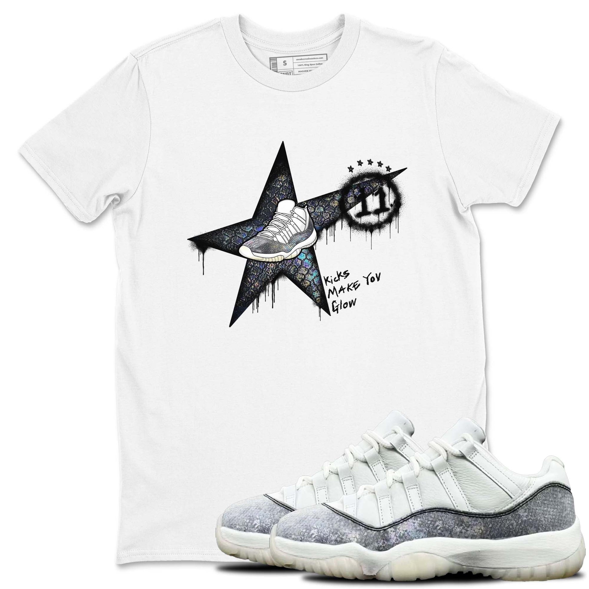 11s Year Of The Snake shirts to match jordans Kicks Make You Glow shirts to match jordans Air Jordan 11 Retro Low Year Of The Snake match shoes to clothes SNRT Sneaker Tees unisex cotton White 1 shirts