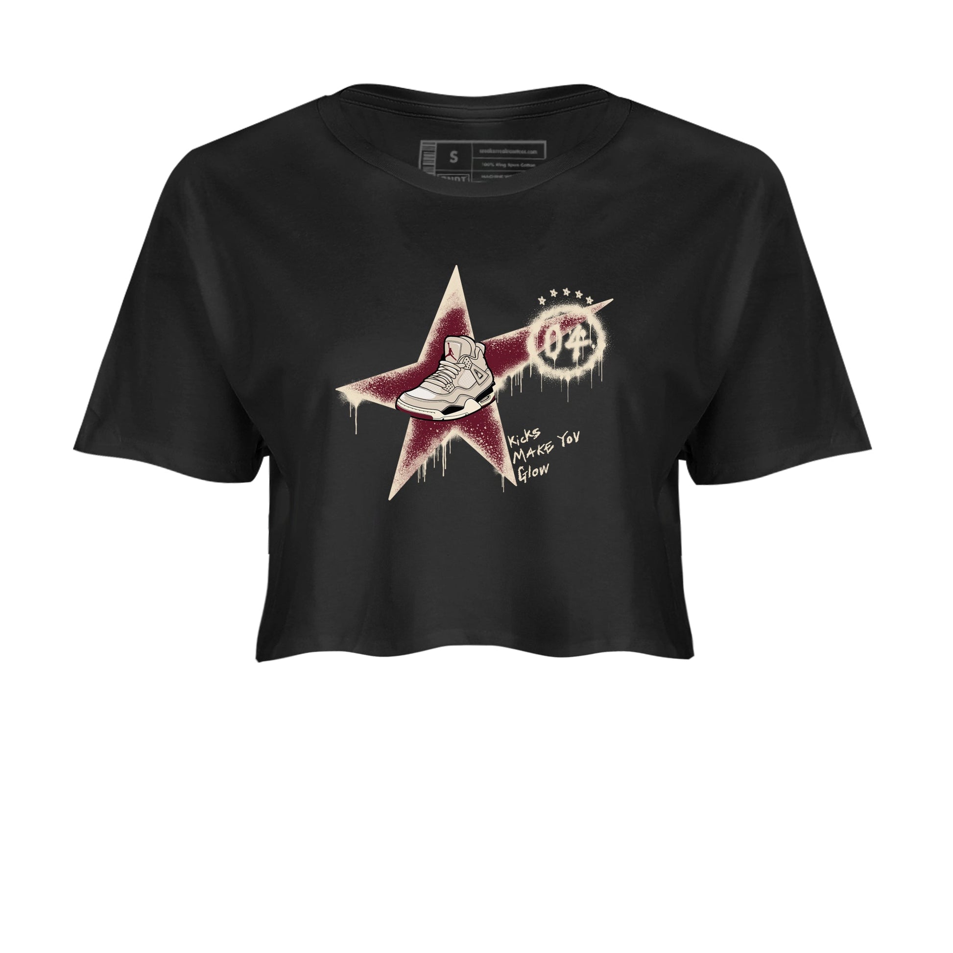 4s A Ma Maniere x Fossil Stone shirts to match jordans Kicks Make You Glow sneaker match tees 4s A Ma Maniere x Fossil Stone match shoes to clothes SNRT Sneaker Tees unisex cotton Black 2 crop tee
