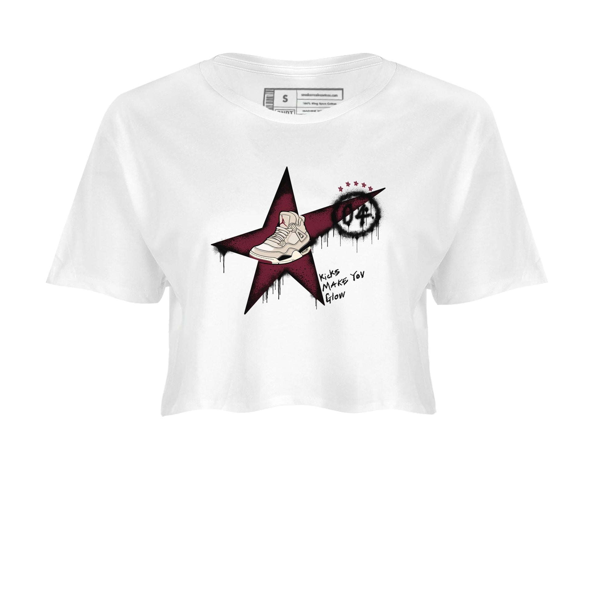 4s A Ma Maniere x Fossil Stone shirts to match jordans Kicks Make You Glow sneaker match tees 4s A Ma Maniere x Fossil Stone match shoes to clothes SNRT Sneaker Tees unisex cotton White 2 crop tee