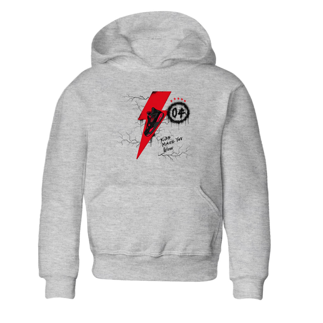 4s Red Thunder shirts to match jordans Kicks Make You Glow sneaker match tees Air Jordan 4 Red Thunder SNRT Sneaker Tees streetwear brand Baby and Youth Heather Grey 2 cotton tee
