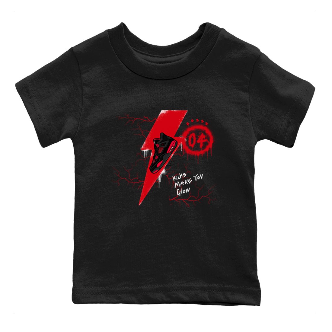 4s Red Thunder shirts to match jordans Kicks Make You Glow sneaker match tees Air Jordan 4 Red Thunder SNRT Sneaker Tees streetwear brand Baby and Youth Black 2 cotton tee