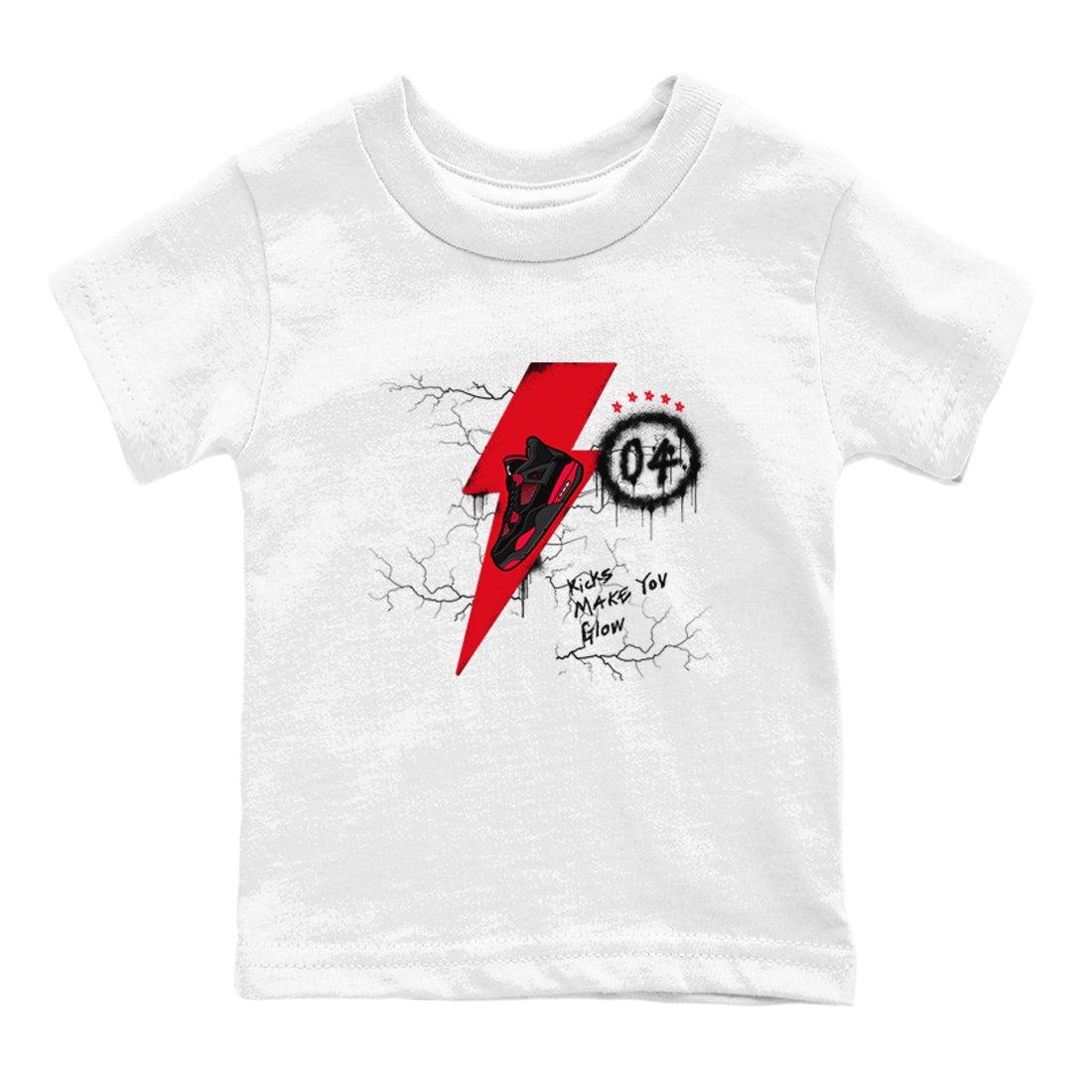 4s Red Thunder shirts to match jordans Kicks Make You Glow sneaker match tees Air Jordan 4 Red Thunder SNRT Sneaker Tees streetwear brand Baby and Youth White 2 cotton tee