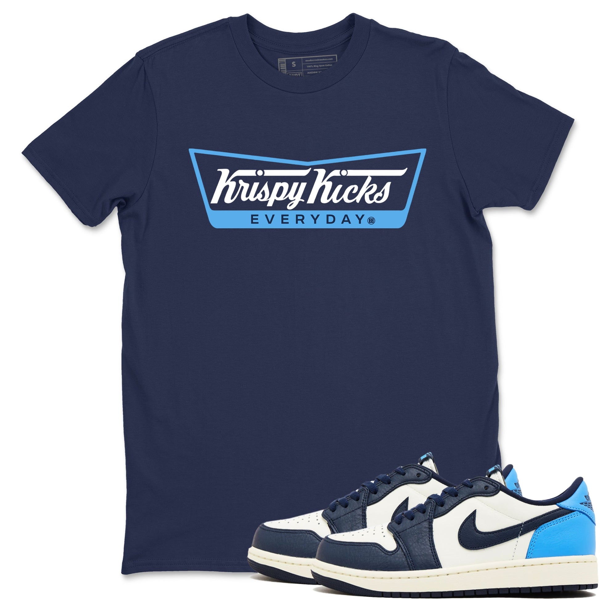 1s Obsidian shirts to match jordans krispy Kicks shirts to match Jordans AJ1 Retro Low OG Obsidian match shoes to clothes SNRT Sneaker Tees unisex cotton Navy 1 shirts