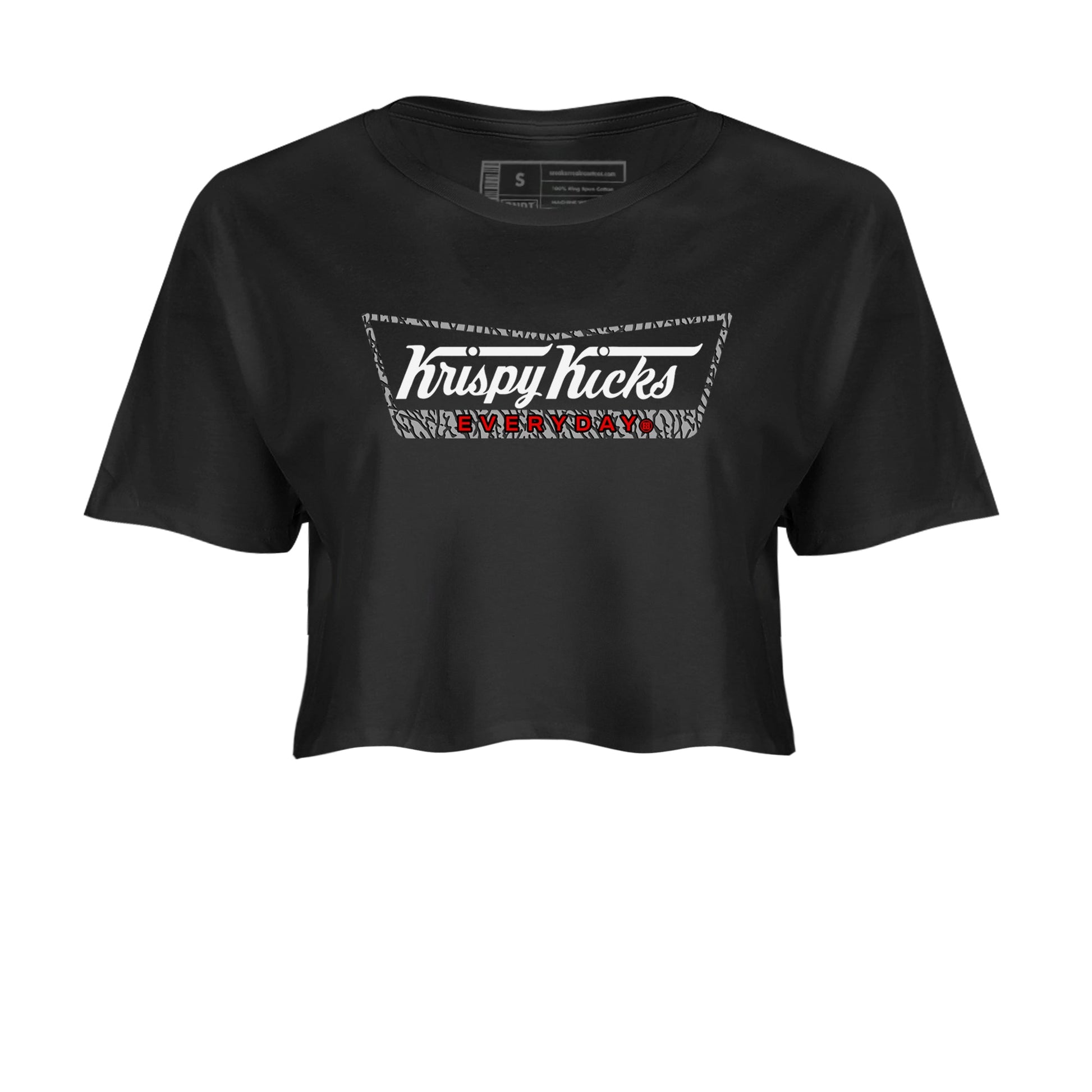 3s Black Cement shirts to match jordans Krispy Kicks sneaker match tees Air Jordan 3 Black Cement match shoes to clothes SNRT Sneaker Tees unisex cotton Black 2 crop tee