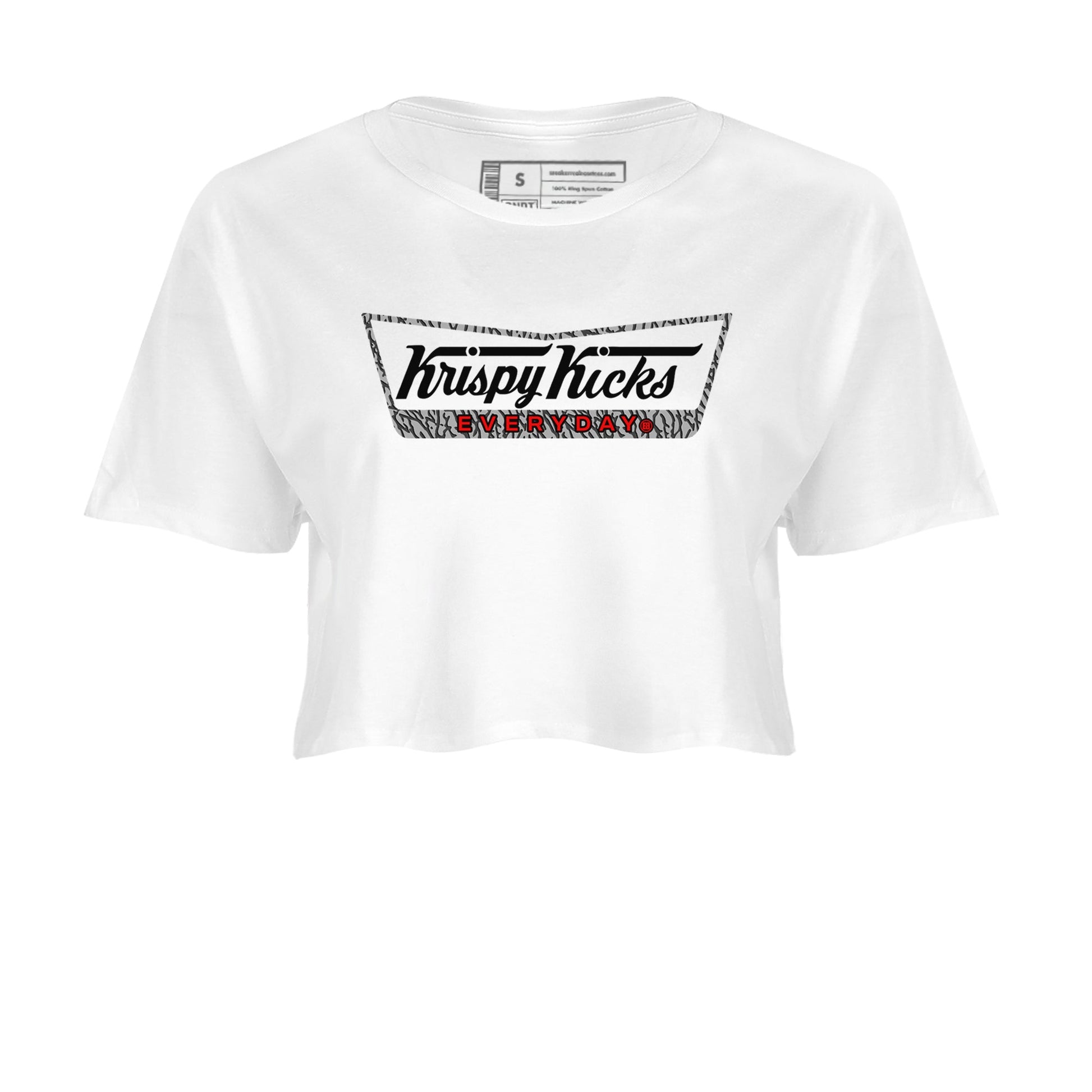 3s Black Cement shirts to match jordans Krispy Kicks sneaker match tees Air Jordan 3 Black Cement match shoes to clothes SNRT Sneaker Tees unisex cotton White 2 crop tee