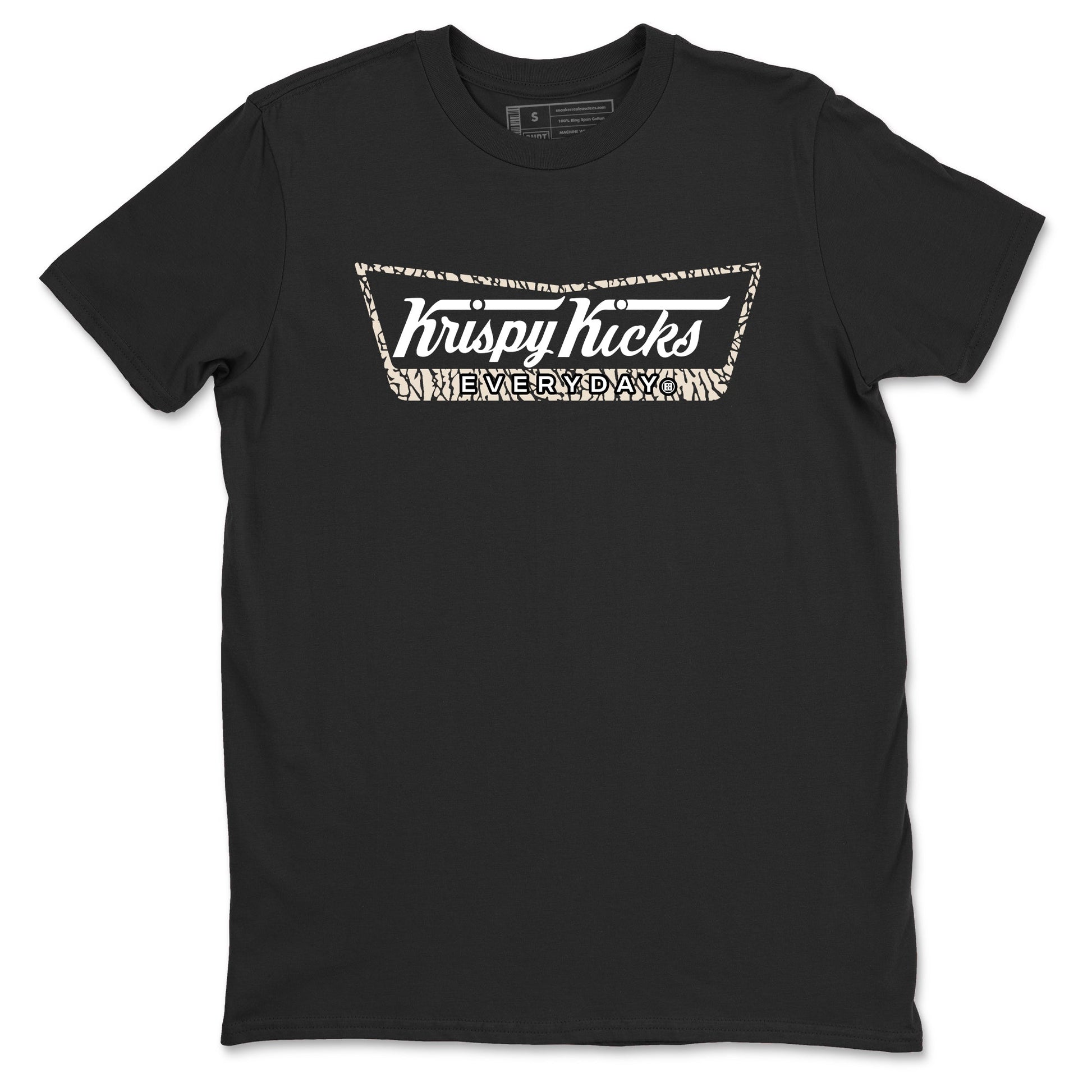 Krispy Kicks sneaker match t-shirt styled to complete your fit with the Air Jordan 3 Pure Money sneakers, shown in Black 2.