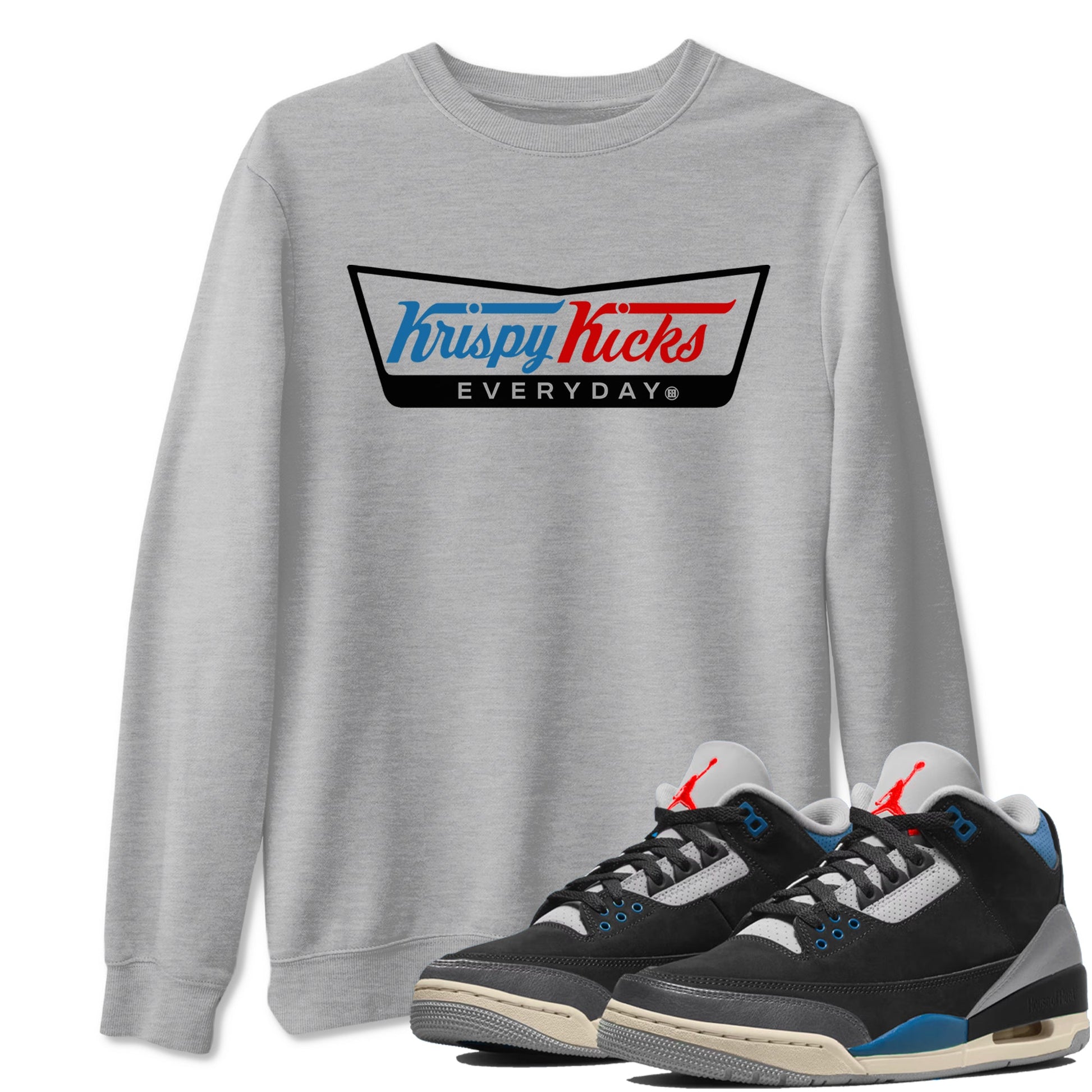 AJ3 Rare Air Graphic shirts Krispy Kicks shirts Air Jordan 3 Rare Air best t-shirts to wear with jordans SNRT Sneaker Tees unisex cotton Heather Grey 1 shirts