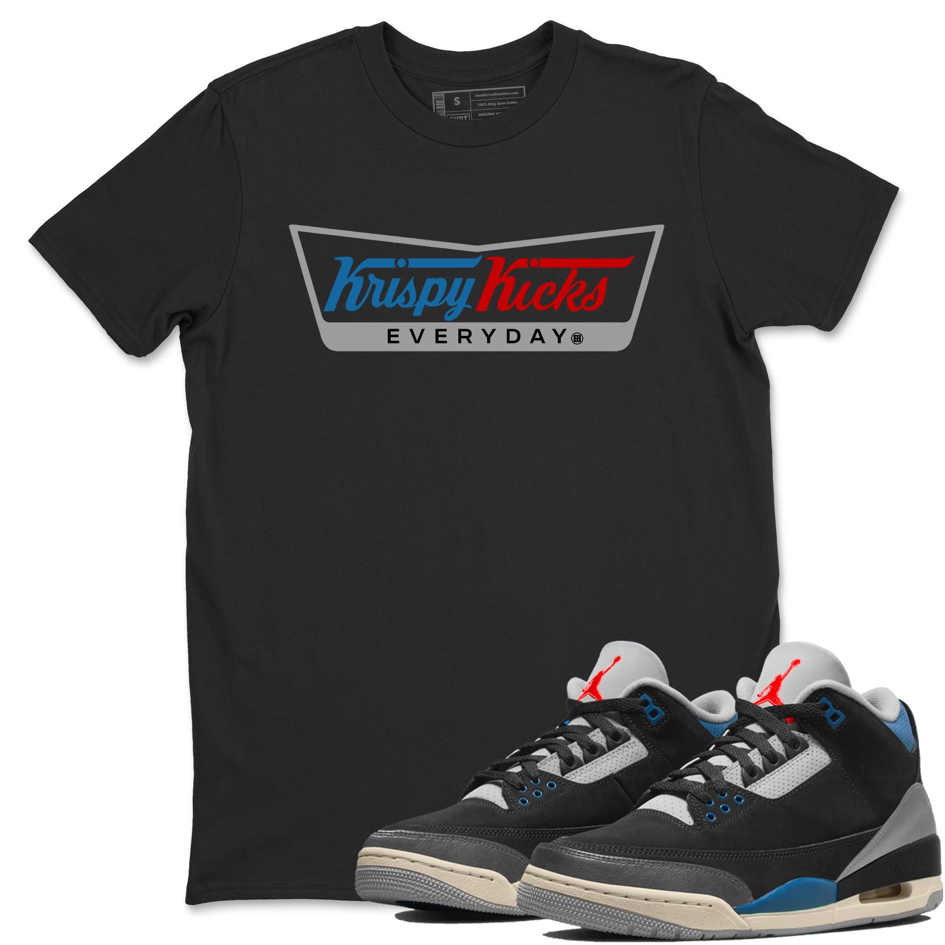 AJ3 Rare Air Graphic shirts Krispy Kicks shirts Air Jordan 3 Rare Air best t-shirts to wear with jordans SNRT Sneaker Tees unisex cotton Black 1 shirts
