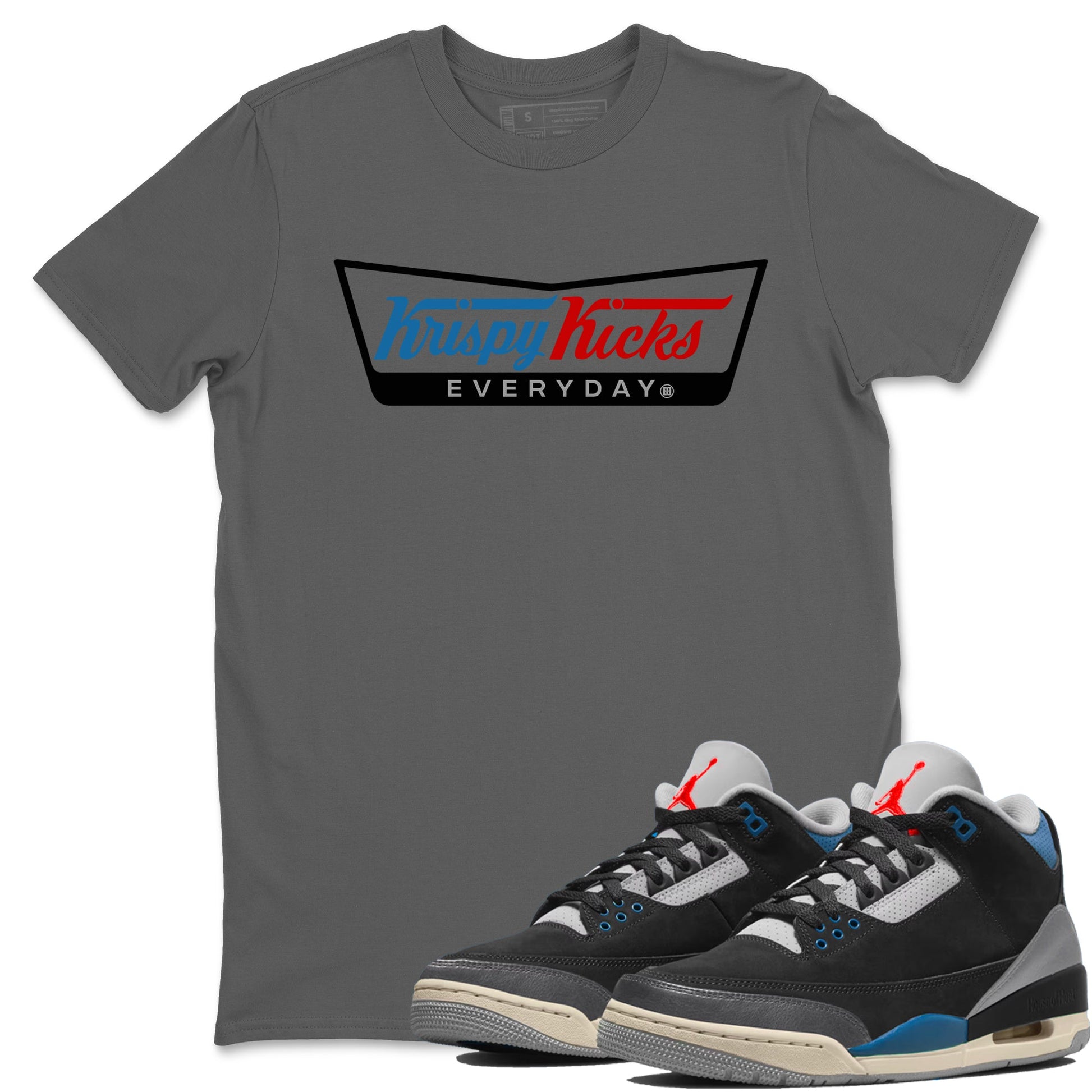 AJ3 Rare Air Graphic shirts Krispy Kicks shirts Air Jordan 3 Rare Air best t-shirts to wear with jordans SNRT Sneaker Tees unisex cotton Cool Grey 1 shirts