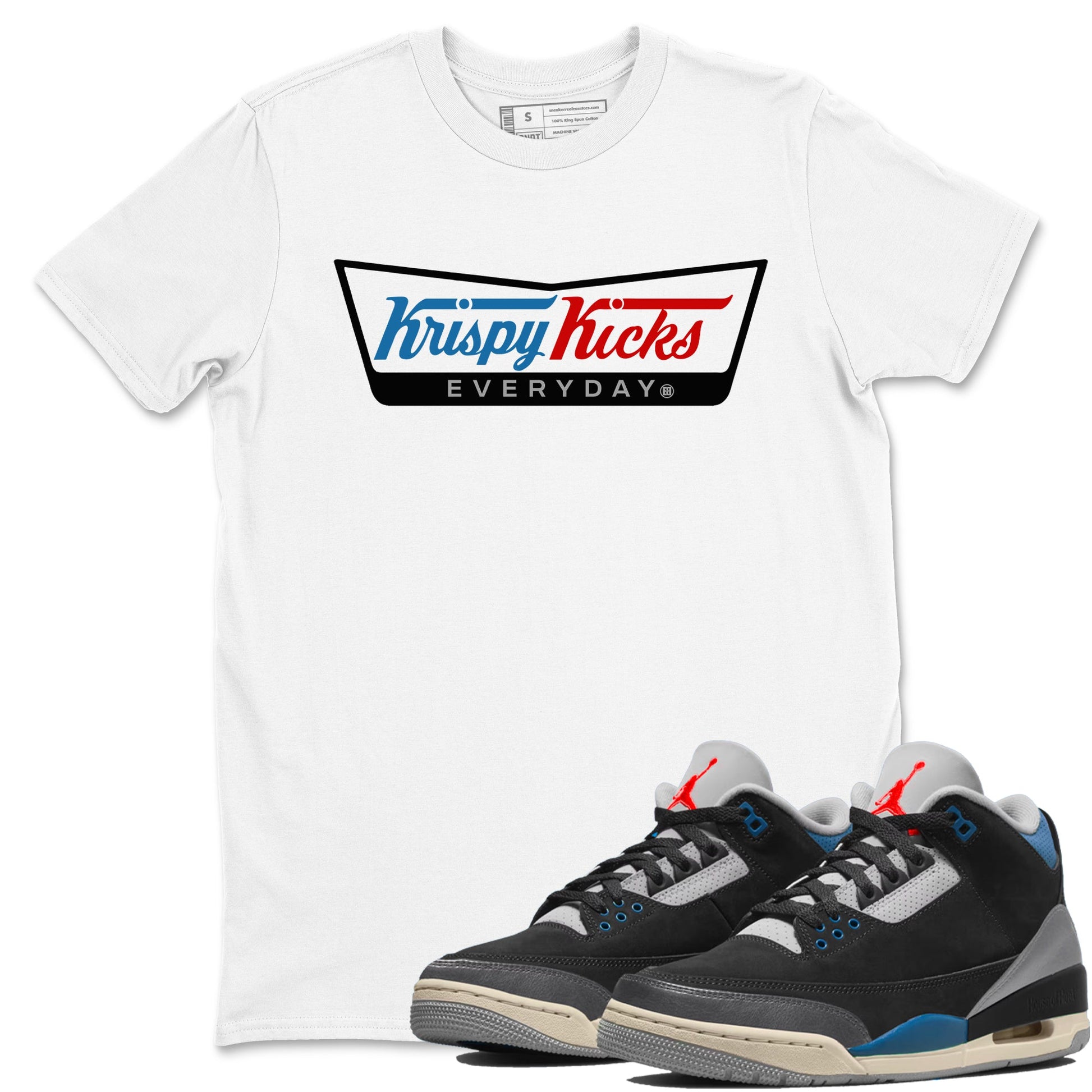 AJ3 Rare Air Graphic shirts Krispy Kicks shirts Air Jordan 3 Rare Air best t-shirts to wear with jordans SNRT Sneaker Tees unisex cotton White 1 shirts