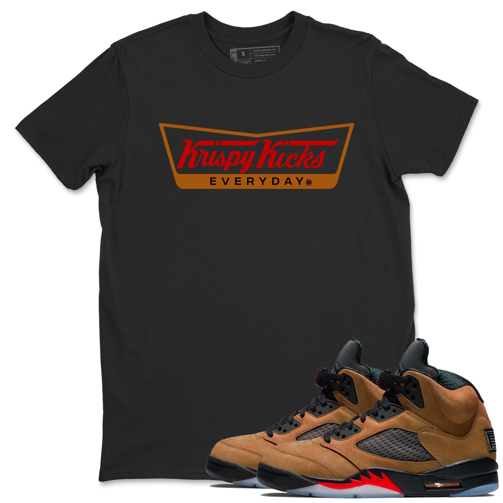 5s Archaeo Brown shirts to match jordans Krispy Kicks sneaker match tees Air Jordan 5 Archaeo Brown SNRT Sneaker Release Tees unisex cotton Black 1 crew neck shirts
