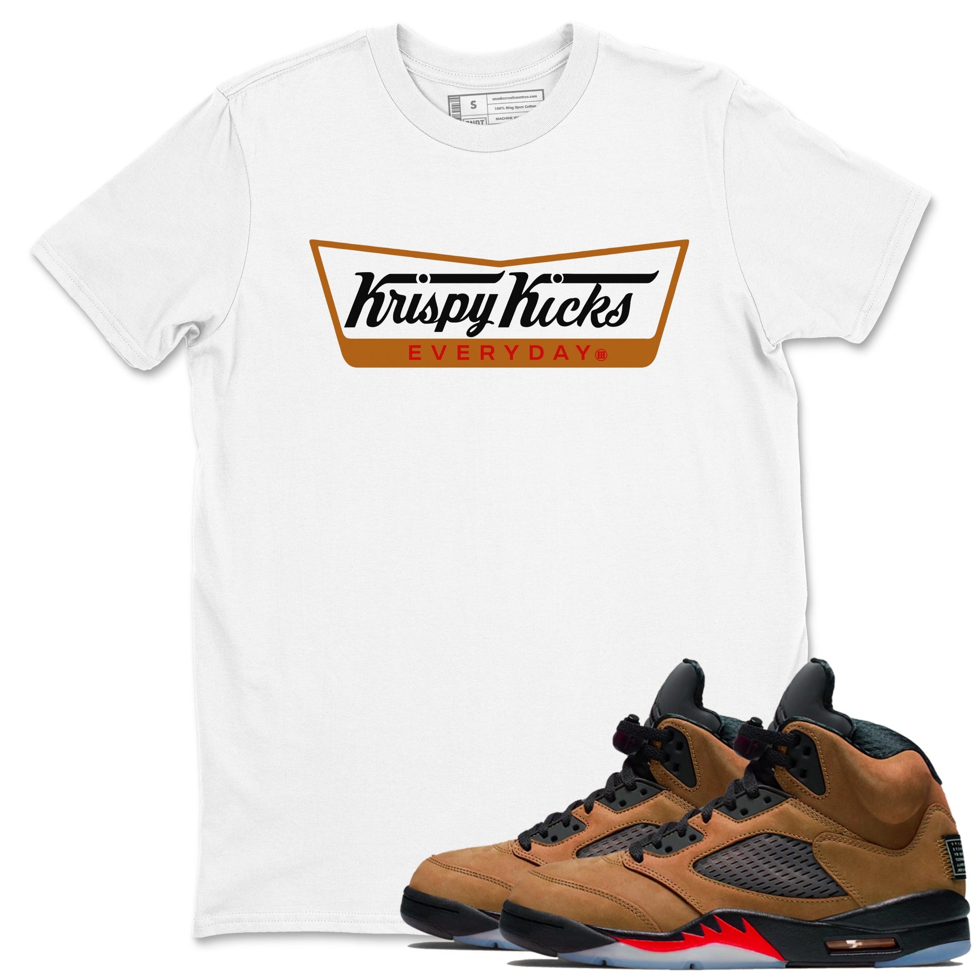 5s Archaeo Brown shirts to match jordans Krispy Kicks sneaker match tees Air Jordan 5 Archaeo Brown SNRT Sneaker Release Tees unisex cotton White 1 crew neck shirts