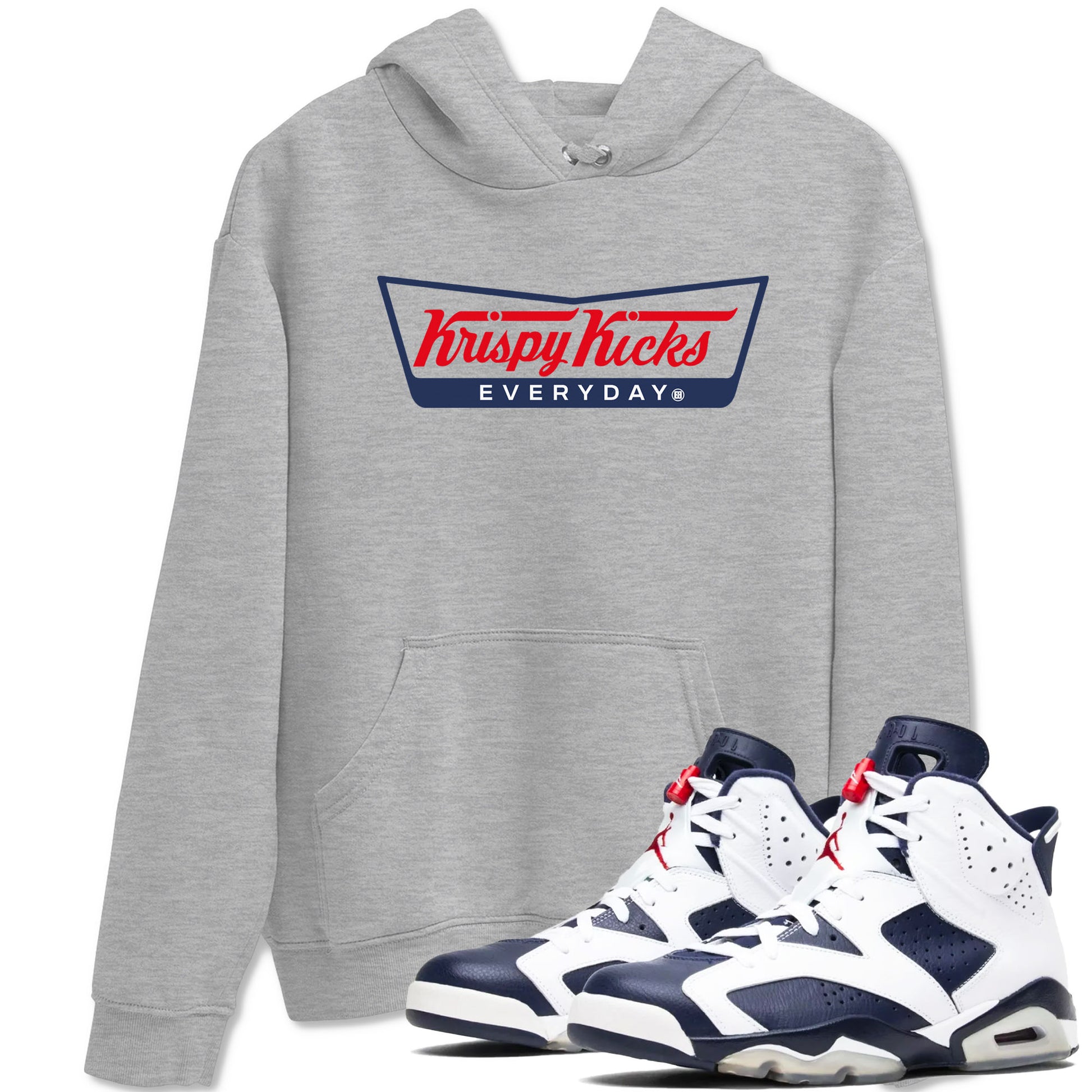 6s Olympic shirts to match jordans Krispy Kicks sneaker match tees Air Jordan 6 Olympic SNRT Sneaker Tees streetwear brand Heather Grey 1 unisex cotton tee