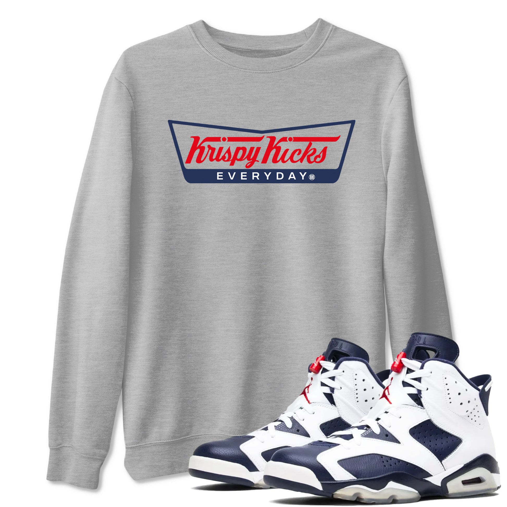 6s Olympic shirts to match jordans Krispy Kicks sneaker match tees Air Jordan 6 Olympic SNRT Sneaker Tees streetwear brand Heather Grey 1 unisex cotton tee
