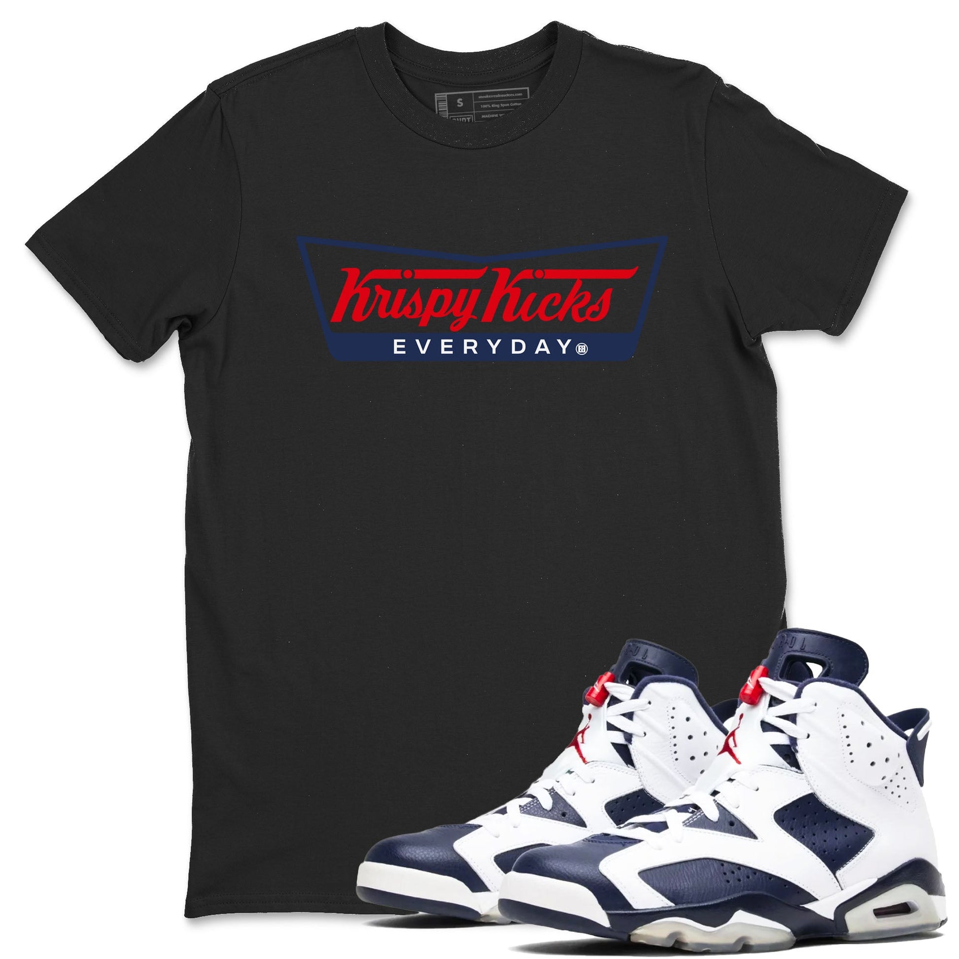 6s Olympic shirts to match jordans Krispy Kicks sneaker match tees Air Jordan 6 Olympic SNRT Sneaker Tees streetwear brand Black 1 unisex cotton tee
