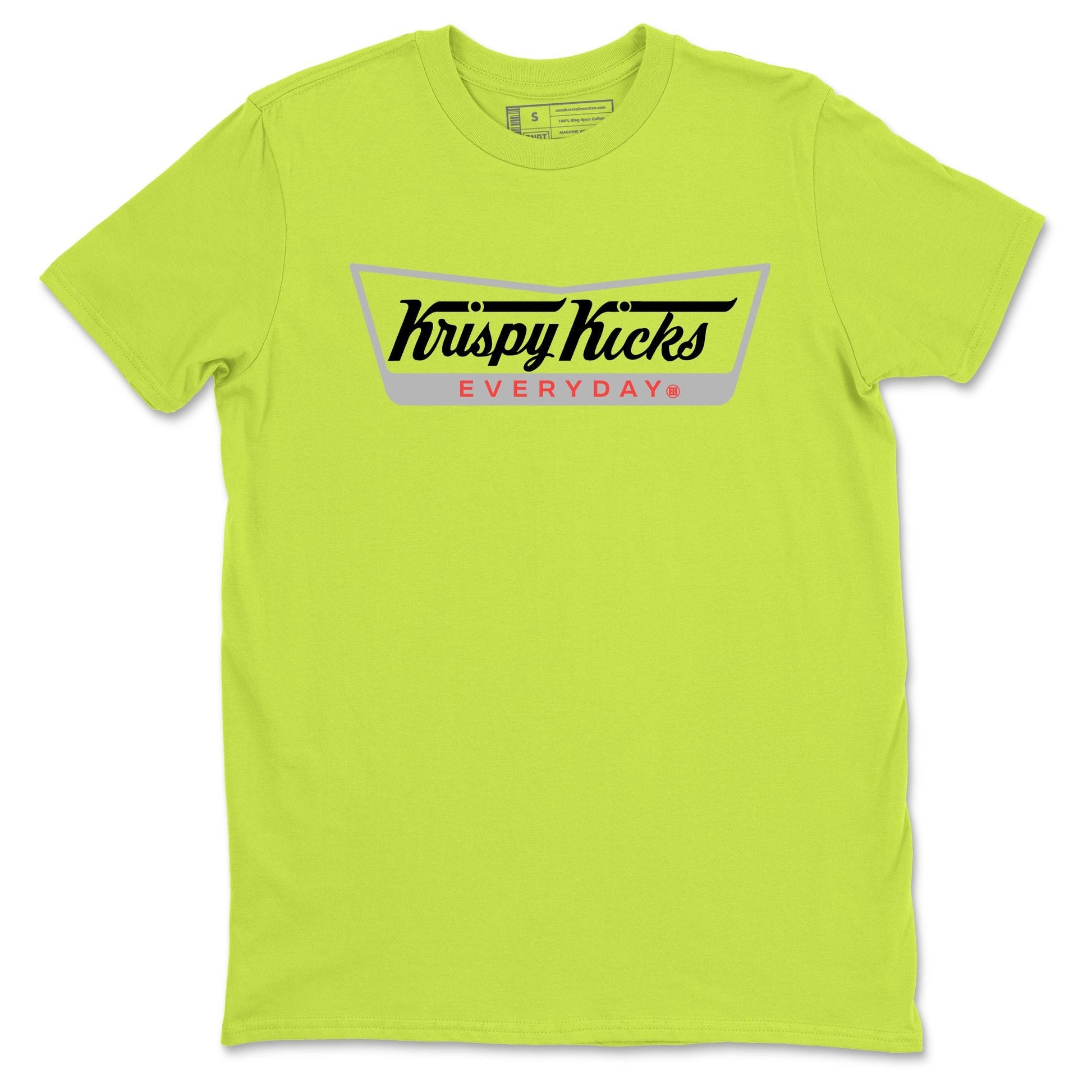 Sneaker Threads – Sneaker Tees To Match Air Max 90 Spruce Aura and Ghost Green – Krispy Kicks Graphic Tee Safety Green 2. Perfect for Jordan releases 2025 colorways.