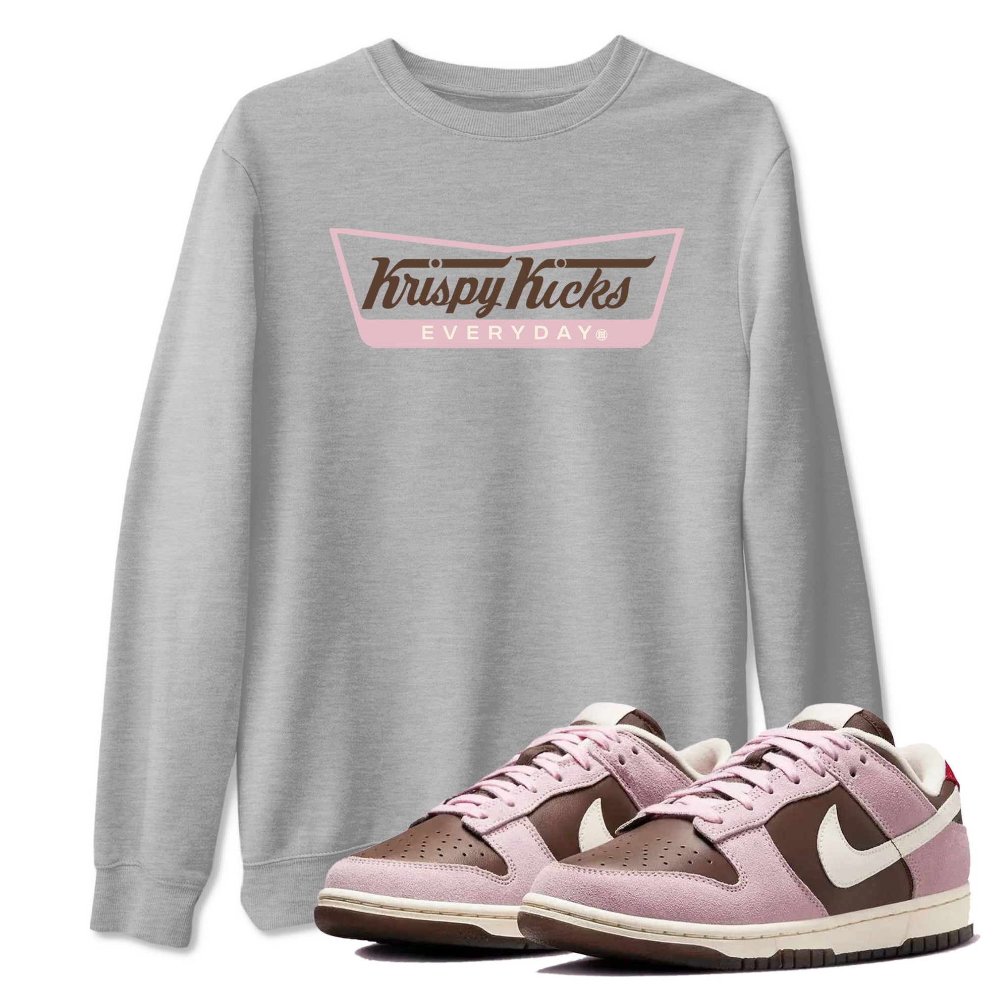 Dunk Cacao Wow And Pink Foam shirts to match jordans Krispy Kicks sneaker match tees Dunk Cacao Wow And Pink Foam SNRT Sneaker Tees streetwear brand Heather Grey 1 unisex cotton tee
