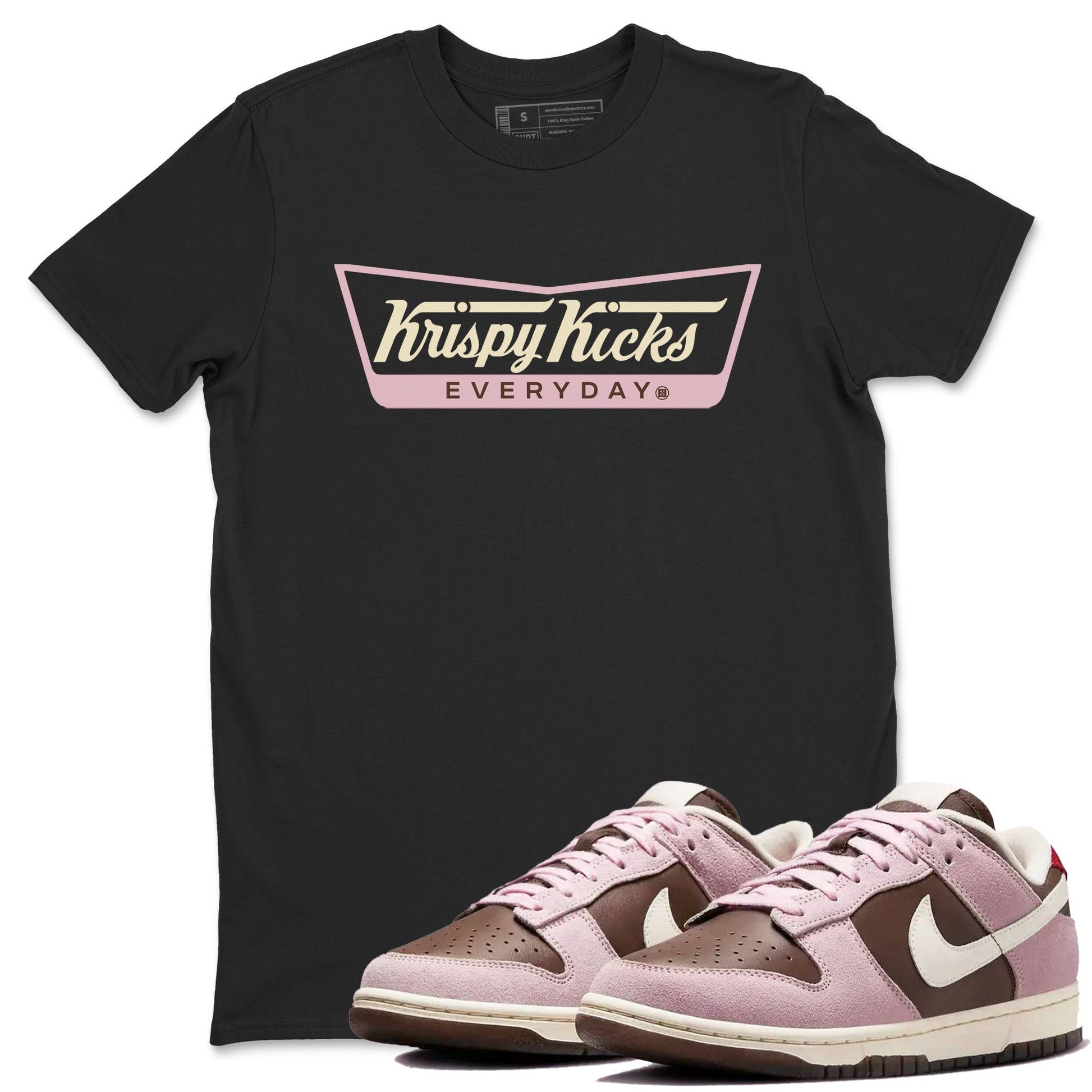 Dunk Cacao Wow And Pink Foam shirts to match jordans Krispy Kicks sneaker match tees Dunk Cacao Wow And Pink Foam SNRT Sneaker Tees streetwear brand Black 1 unisex cotton tee