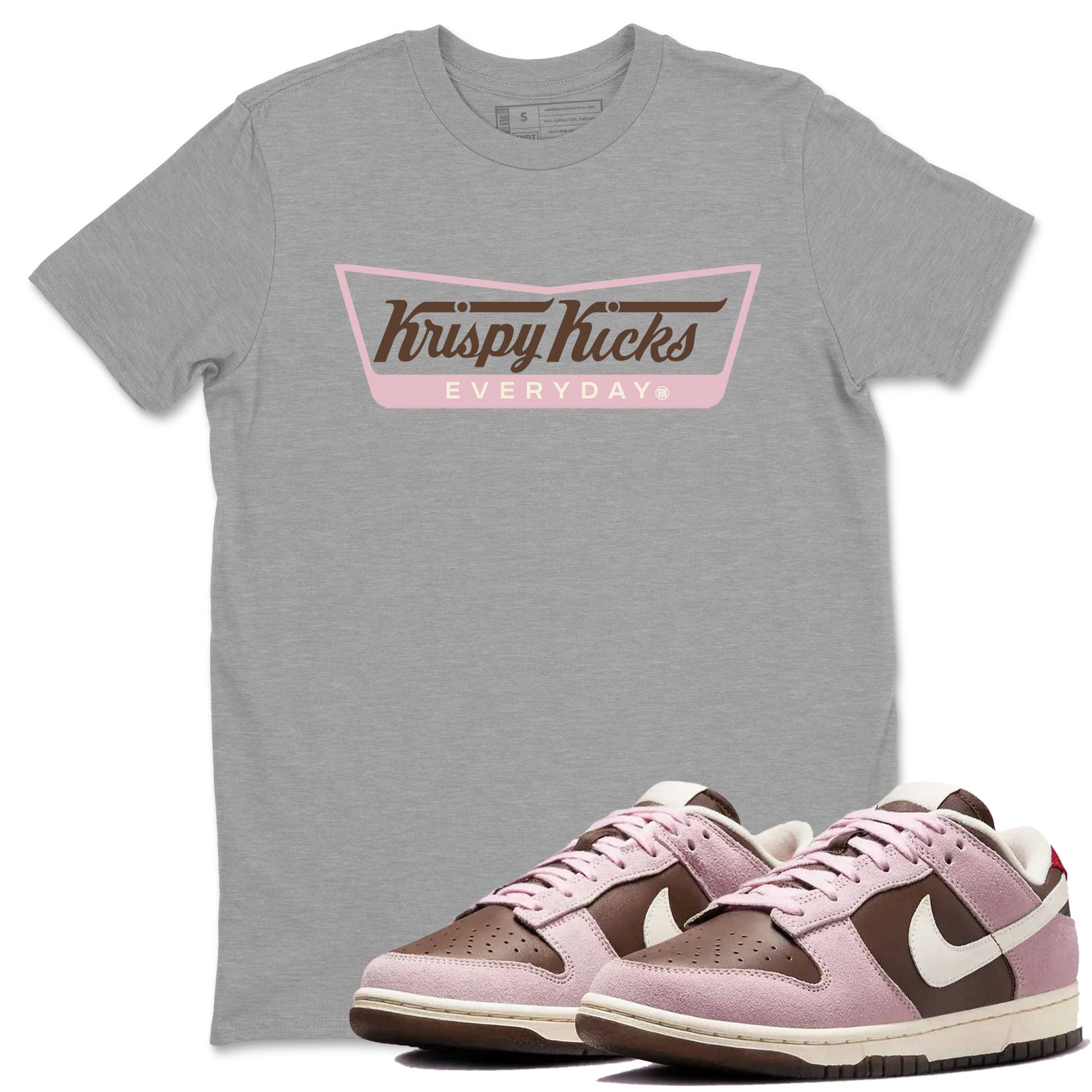 Dunk Cacao Wow And Pink Foam shirts to match jordans Krispy Kicks sneaker match tees Dunk Cacao Wow And Pink Foam SNRT Sneaker Tees streetwear brand Heather Grey 1 unisex cotton tee