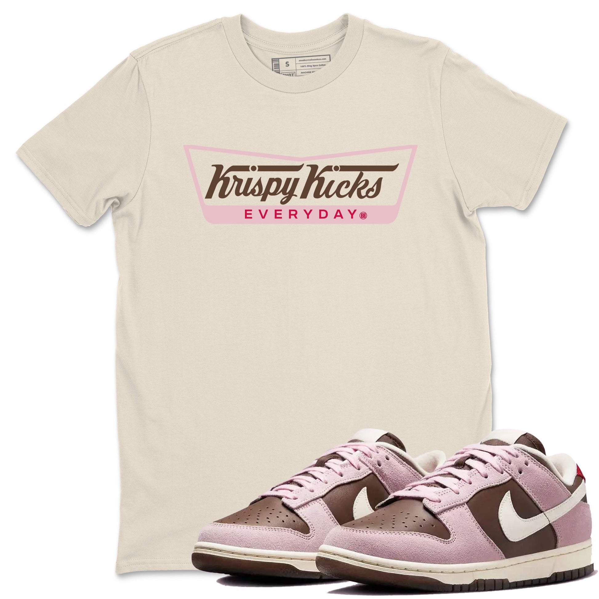 Dunk Cacao Wow And Pink Foam shirts to match jordans Krispy Kicks sneaker match tees Dunk Cacao Wow And Pink Foam SNRT Sneaker Tees streetwear brand Natural 1 unisex cotton tee