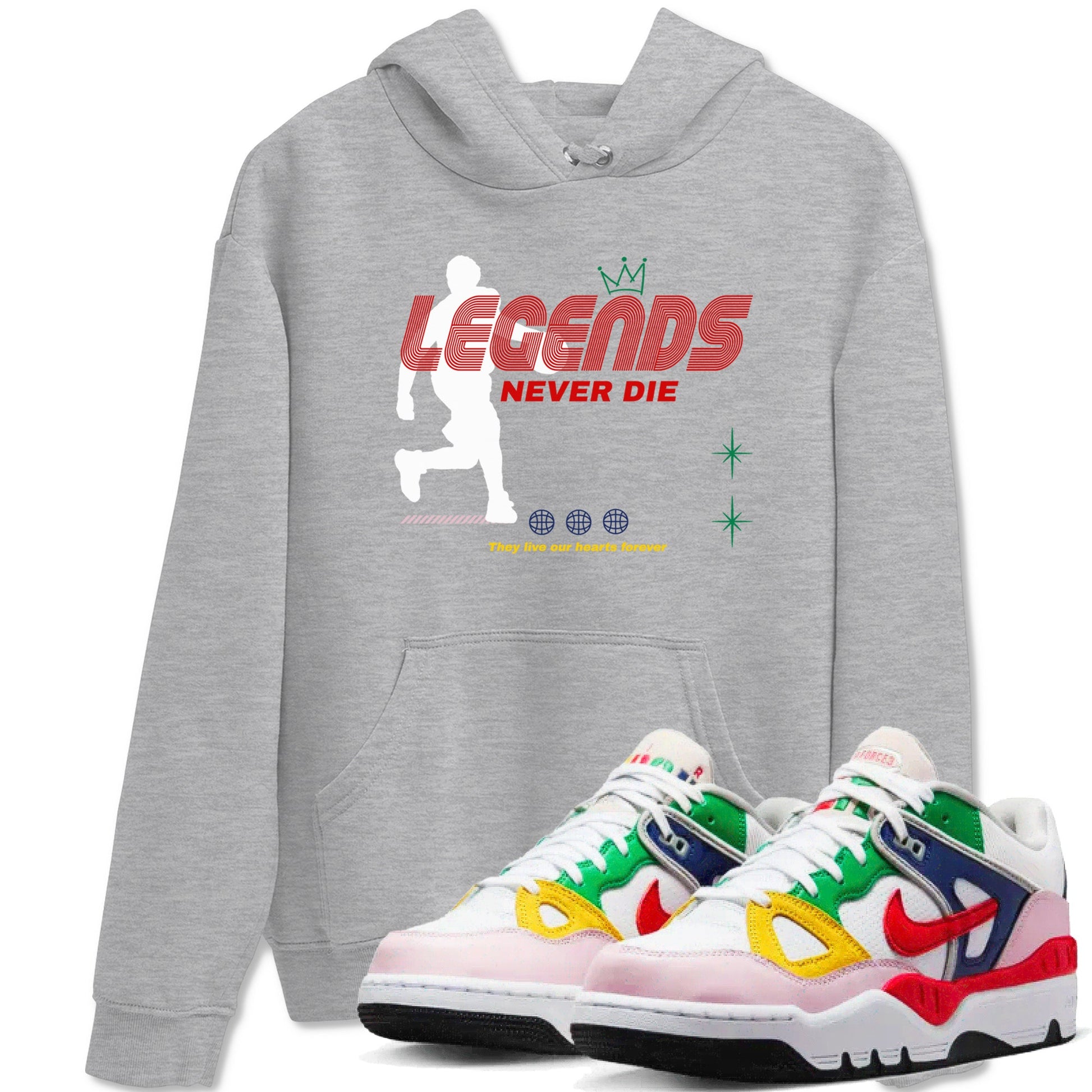 AF 3 Nigo shirtsto match jordans Legends Never Die sneaker match tees Air Force 3 Low x Nigo Blue Void and Tour Yellow match shoes to clothes SNRT Sneaker Tees unisex cotton Heather Grey 1 shirts