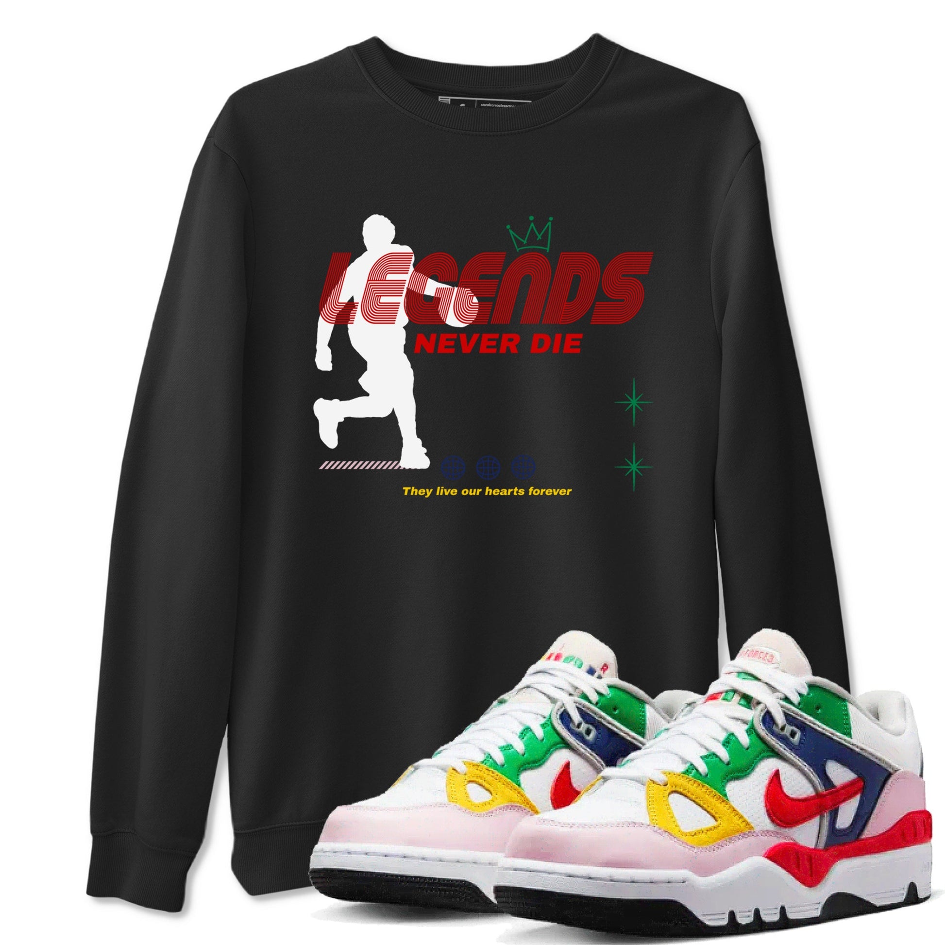 AF 3 Nigo shirtsto match jordans Legends Never Die sneaker match tees Air Force 3 Low x Nigo Blue Void and Tour Yellow match shoes to clothes SNRT Sneaker Tees unisex cotton Black 1 shirts