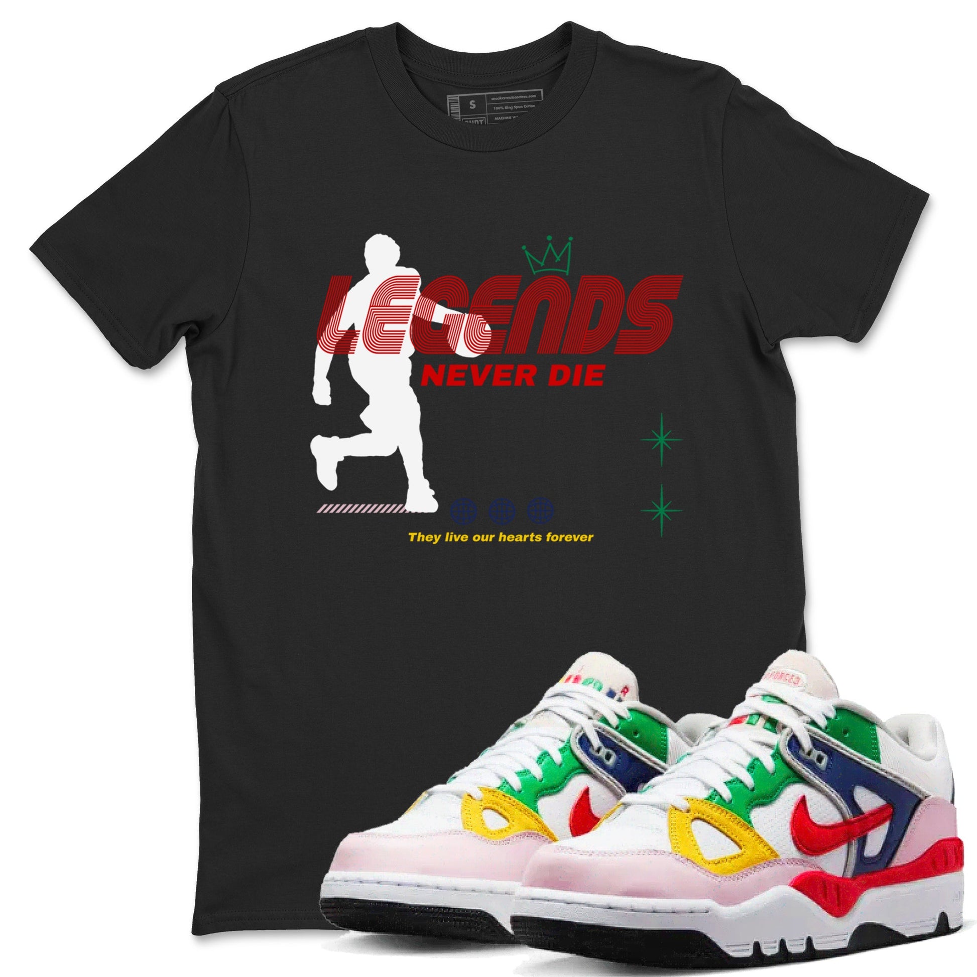 AF 3 Nigo shirtsto match jordans Legends Never Die sneaker match tees Air Force 3 Low x Nigo Blue Void and Tour Yellow match shoes to clothes SNRT Sneaker Tees unisex cotton Black 1 shirts