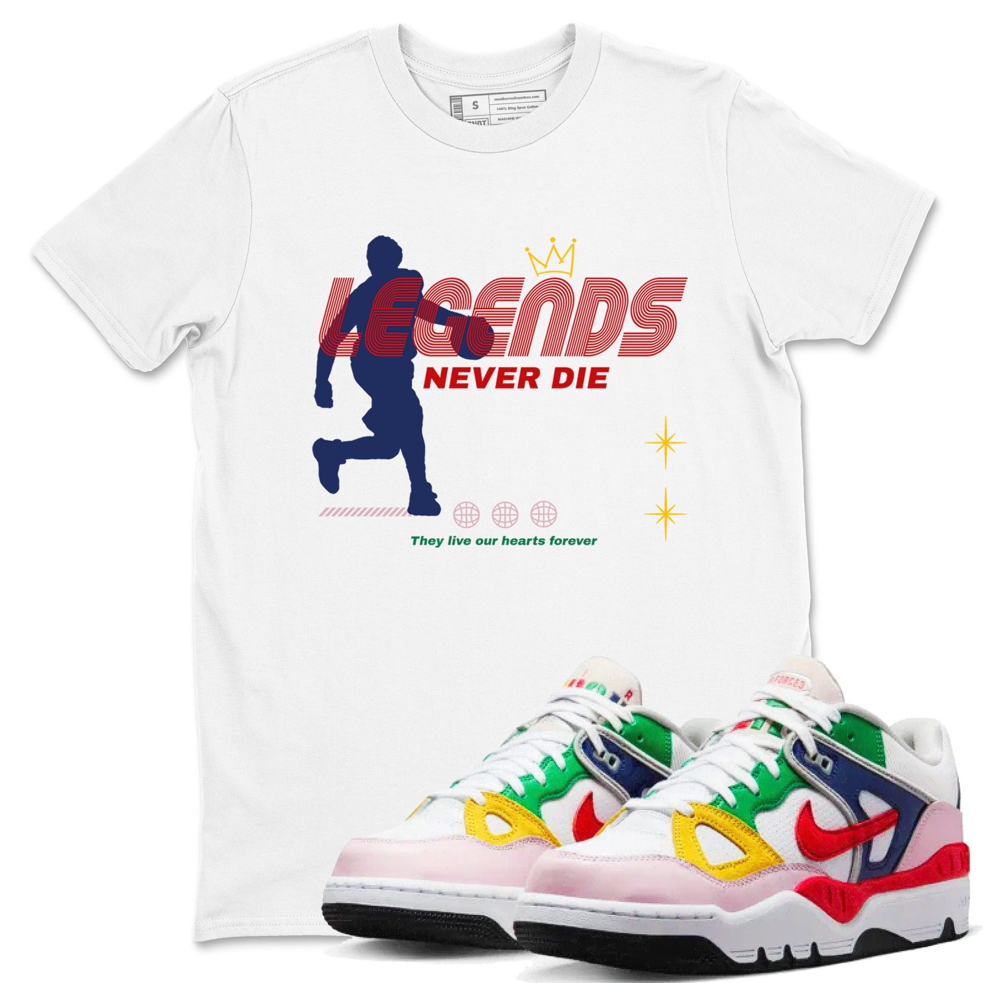 AF 3 Nigo shirtsto match jordans Legends Never Die sneaker match tees Air Force 3 Low x Nigo Blue Void and Tour Yellow match shoes to clothes SNRT Sneaker Tees unisex cotton White 1 shirts