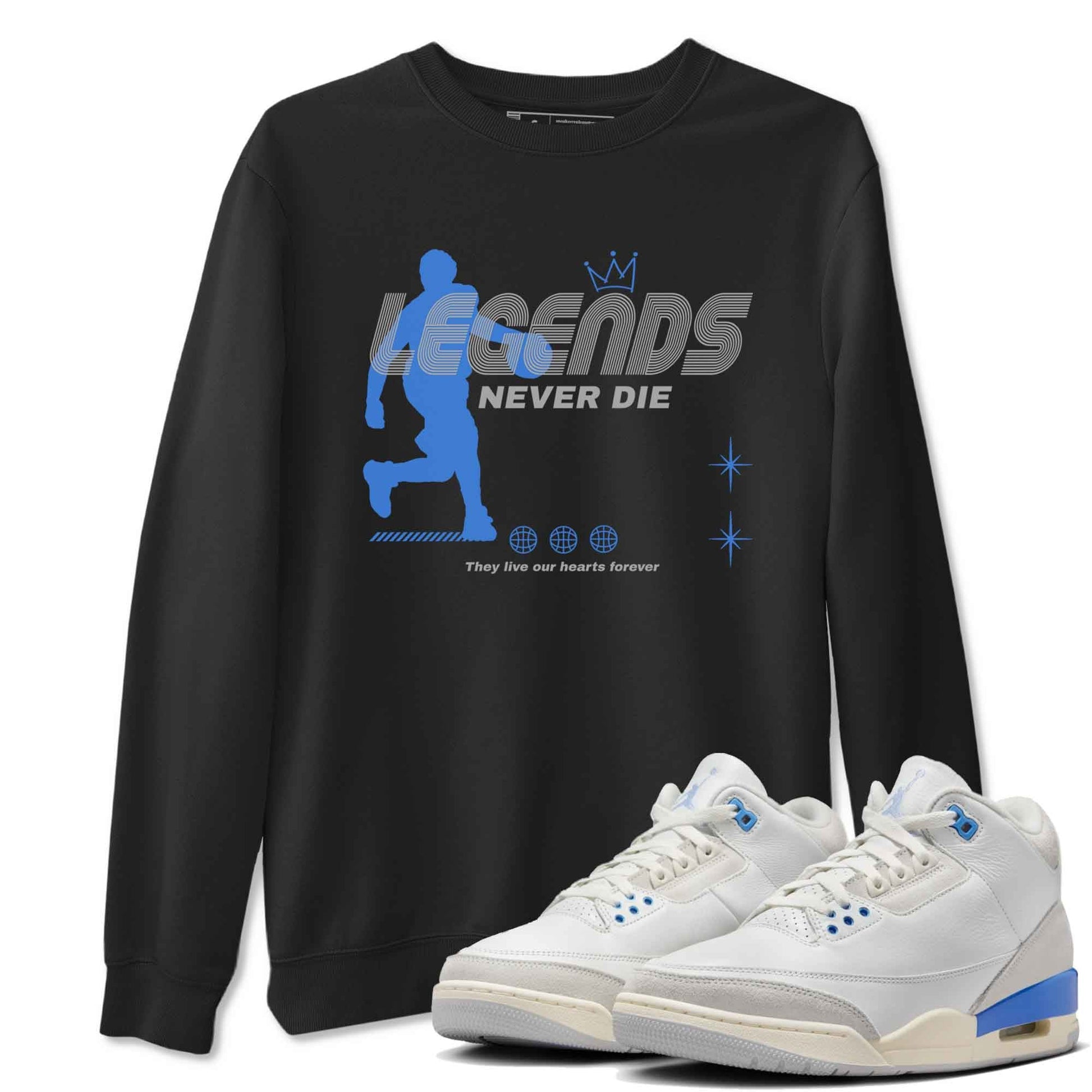 3s Lucky Shorts shirts to match jordans Legends Never Die best t shirts to wear with jordans Air Jordan 3 Lucky Shorts match shoes to clothes SNRT Sneaker Tees unisex cotton Black 1 shirts