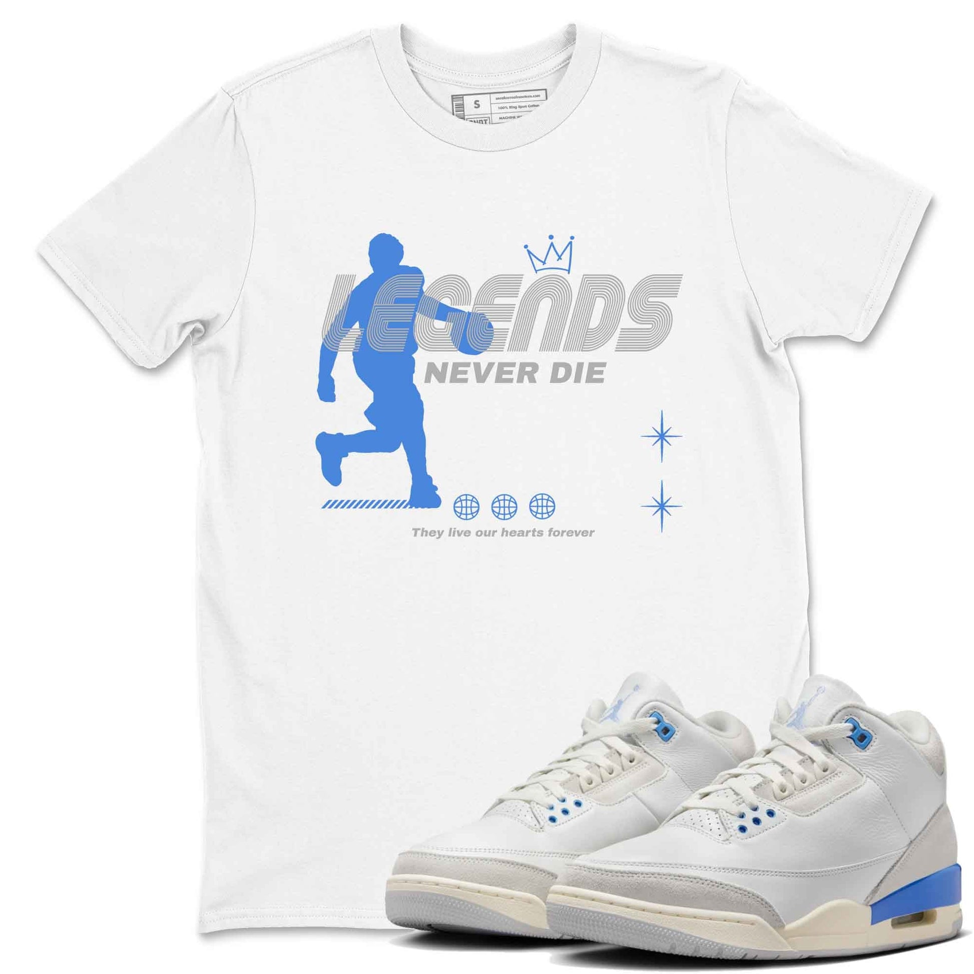 3s Lucky Shorts shirts to match jordans Legends Never Die best t shirts to wear with jordans Air Jordan 3 Lucky Shorts match shoes to clothes SNRT Sneaker Tees unisex cotton White 1 shirts