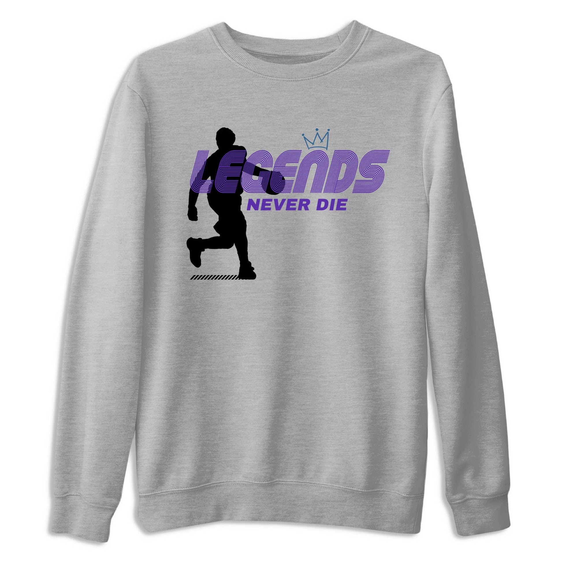 Sneaker Threads – Sneaker Tees To Match Nike KB 9 Hyper Grape – Legends Never Die Graphic Tee Heather Grey 2. Perfect for Jordan releases 2025 colorways. Perfect for purple basketball sneaker releases and legacy-inspired colorways for 2025 hoopers.