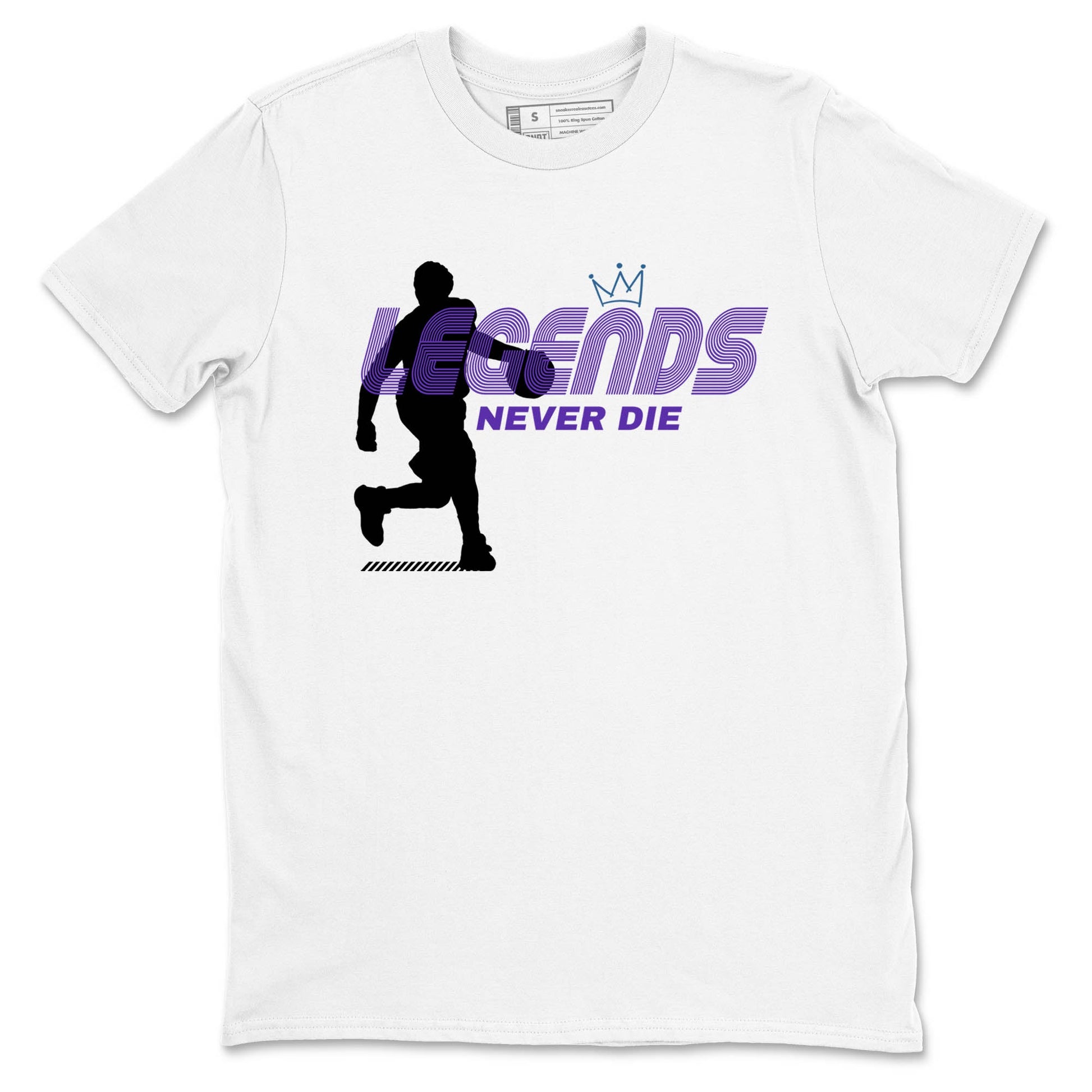 Sneaker Threads – Sneaker Tees To Match Nike KB 9 Hyper Grape – Legends Never Die Graphic Tee White 2. Perfect for Jordan releases 2025 colorways. Perfect for purple basketball sneaker releases and legacy-inspired colorways for 2025 hoopers.