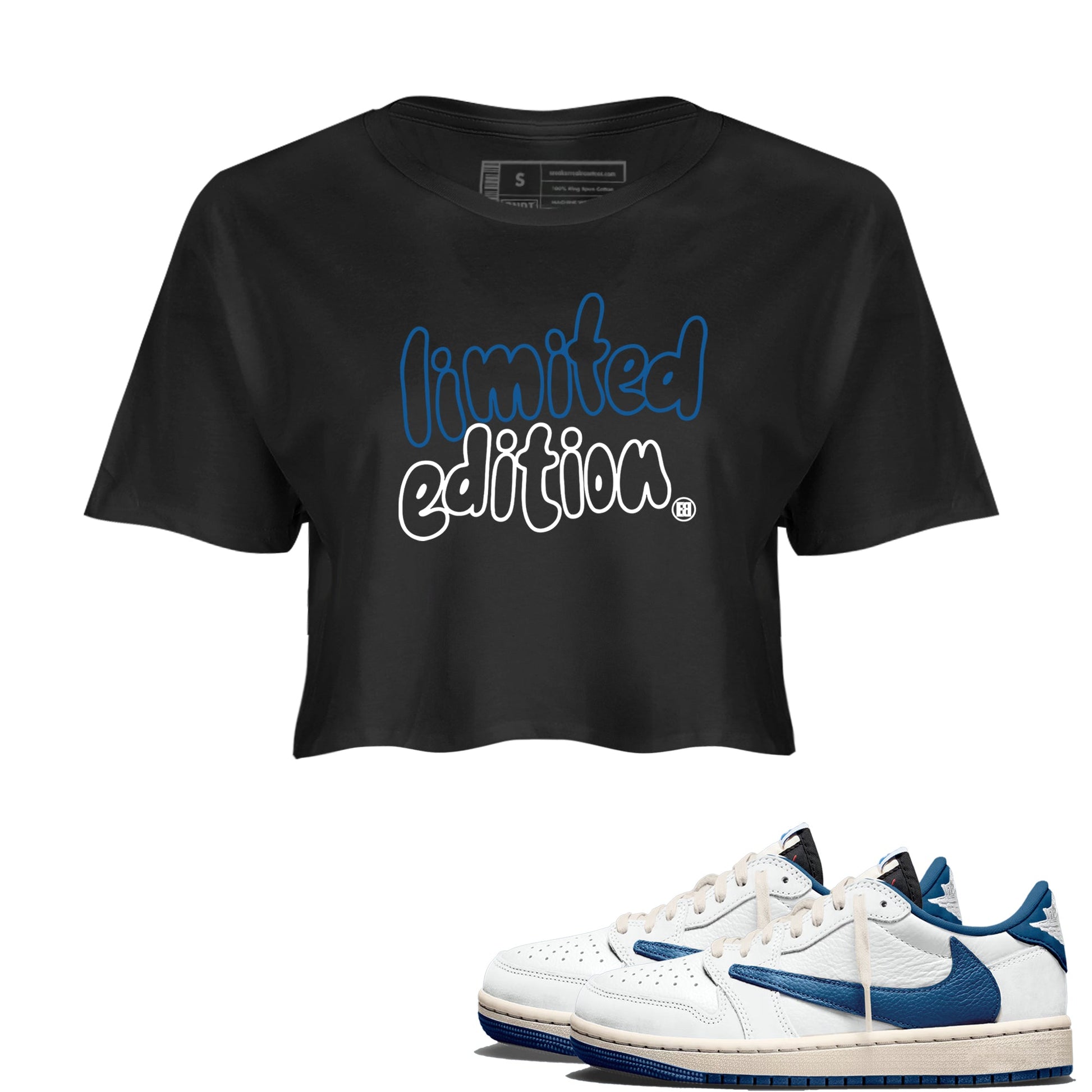 Sneaker match tees – Sneaker Tees To Match Air Jordan 1 Travis Scott Fragment Shoes – Limited Edition Crop T-Shirt Black 1