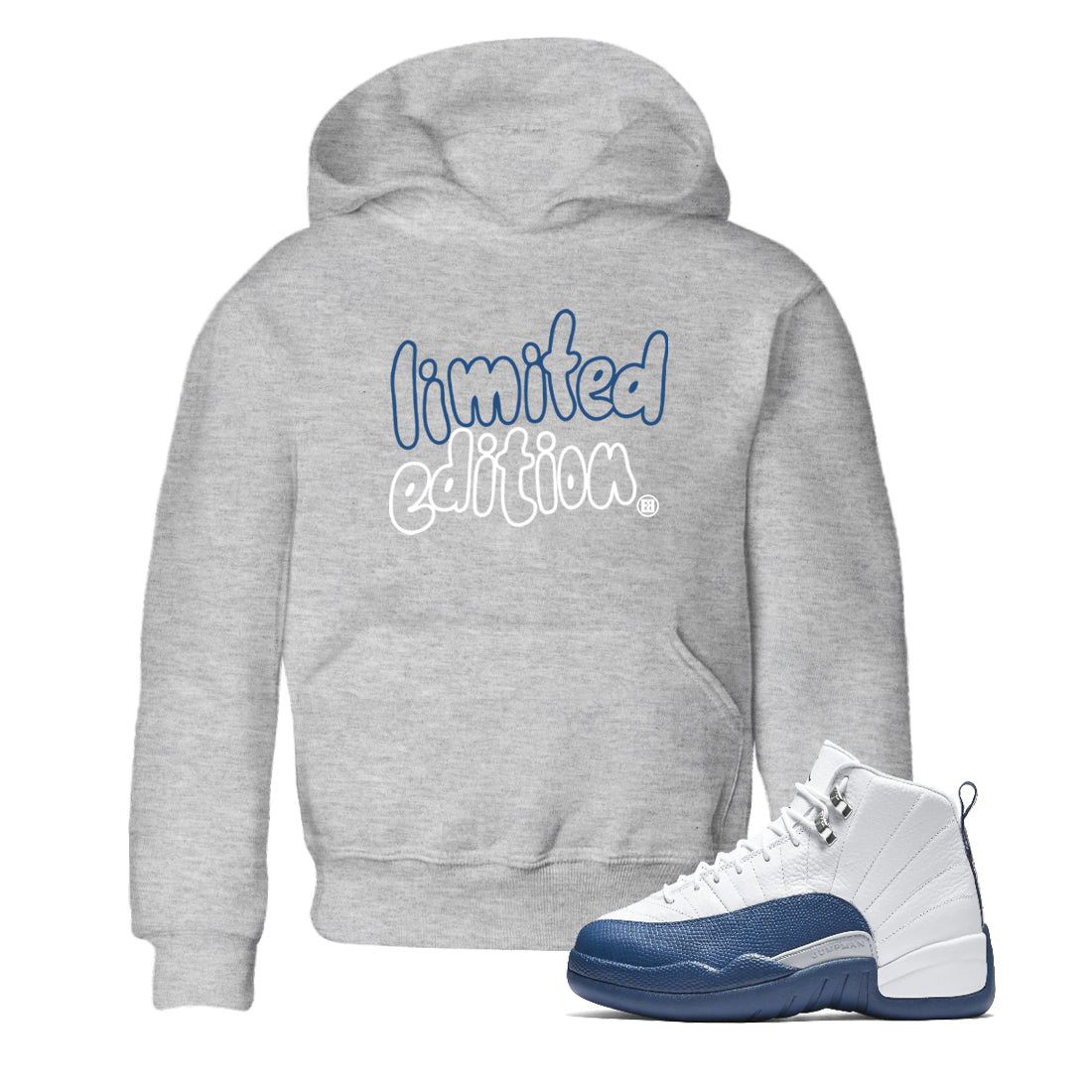 Sneaker match tees – Sneaker Tees To Match Air Jordan 12 French Blue Shoes – Limited Edition Kids T-Shirt Heather Grey 1