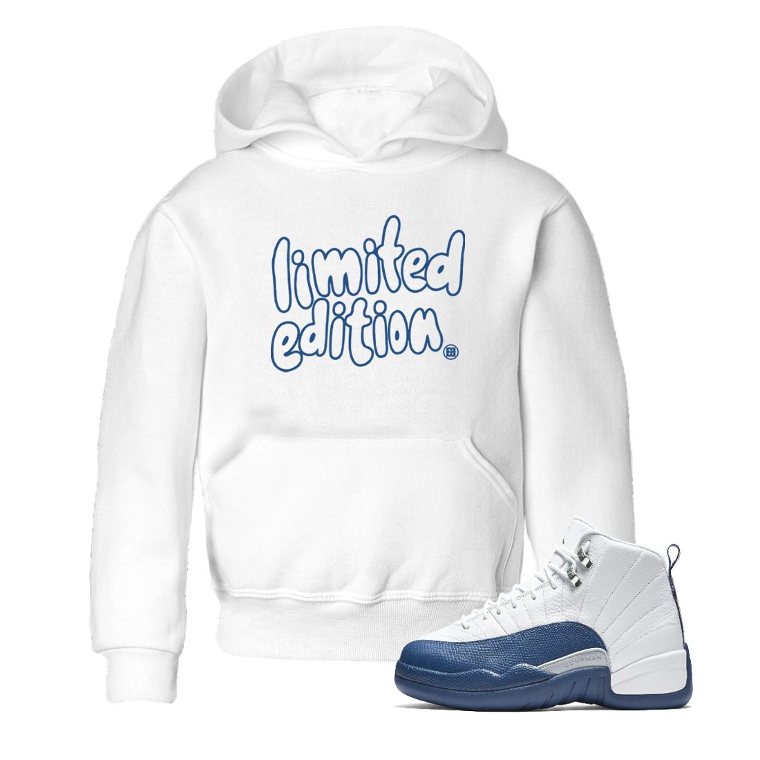 Sneaker match tees – Sneaker Tees To Match Air Jordan 12 French Blue Shoes – Limited Edition Kids T-Shirt White 1