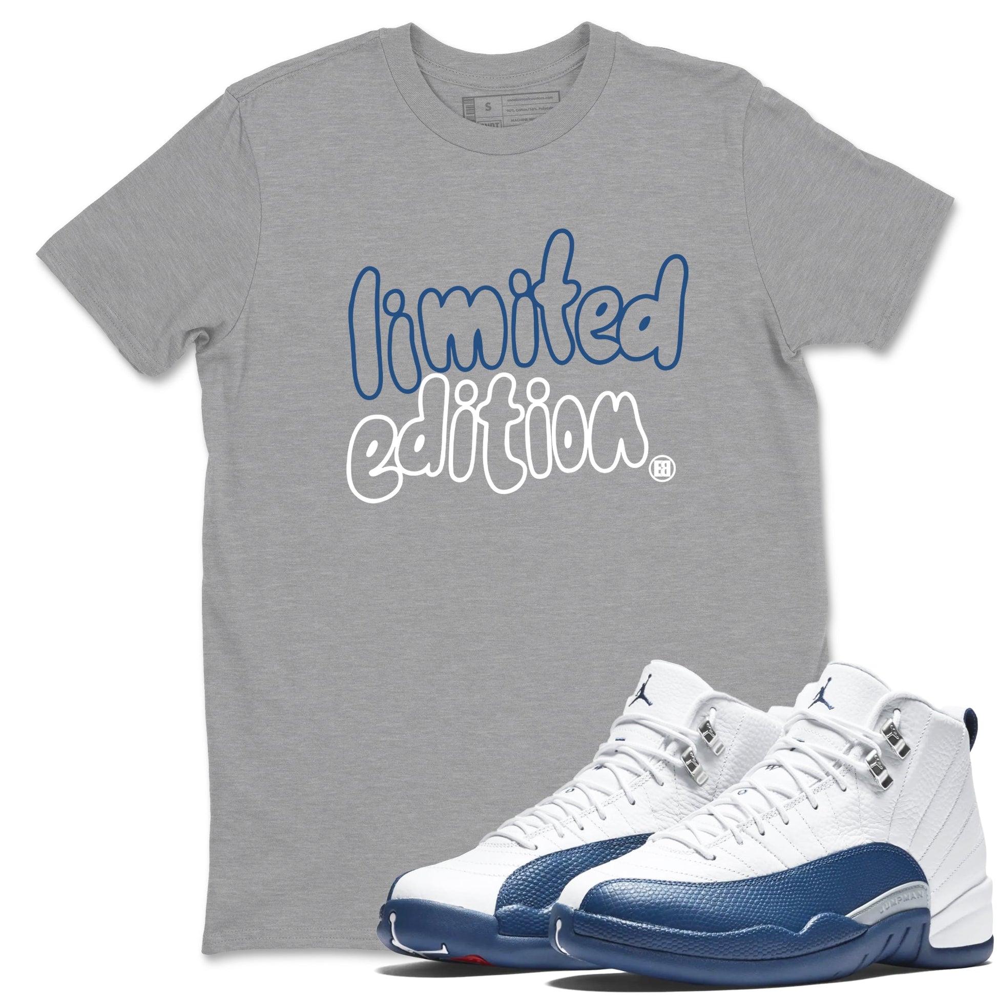 Sneaker match tees – Sneaker Tees To Match Air Jordan 12 French Blue Shoes – Limited Edition Tee Heather Grey 1