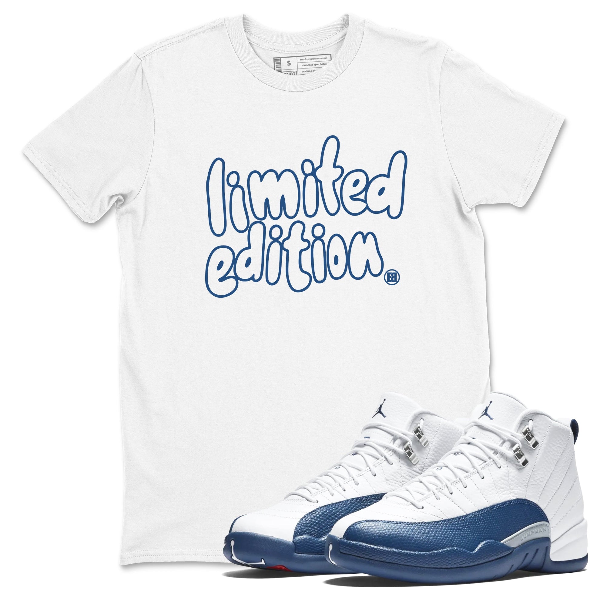 Sneaker match tees – Sneaker Tees To Match Air Jordan 12 French Blue Shoes – Limited Edition Tee White 1