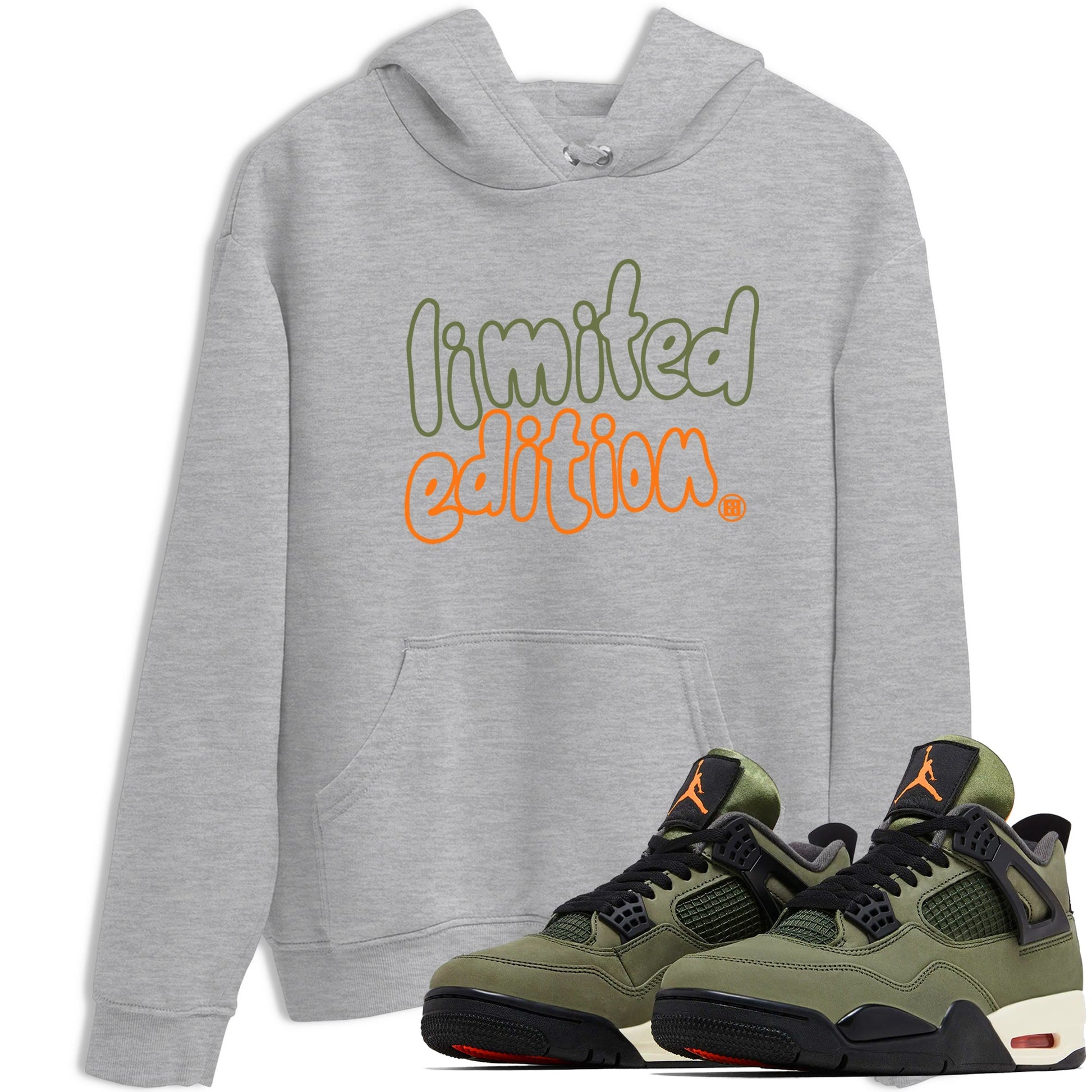 Sneaker match tees – Sneaker Tees To Match Undefeated inspired colorways Air Jordan 4 OG Olive Shoes – Limited Edition Tee Heather Grey 1