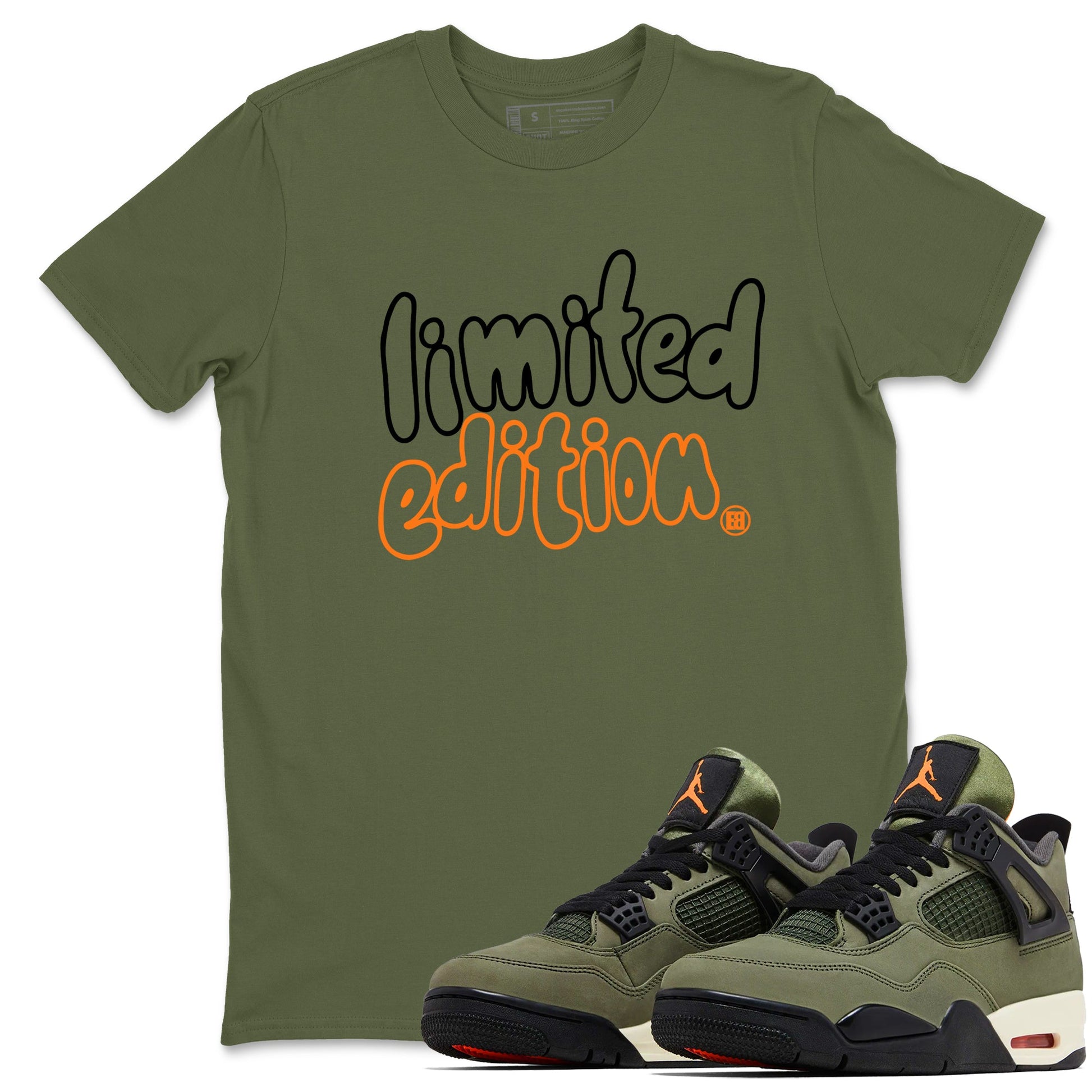 Sneaker match tees – Sneaker Tees To Match Undefeated inspired colorways Air Jordan 4 OG Olive Shoes – Limited Edition Tee Military Green 1