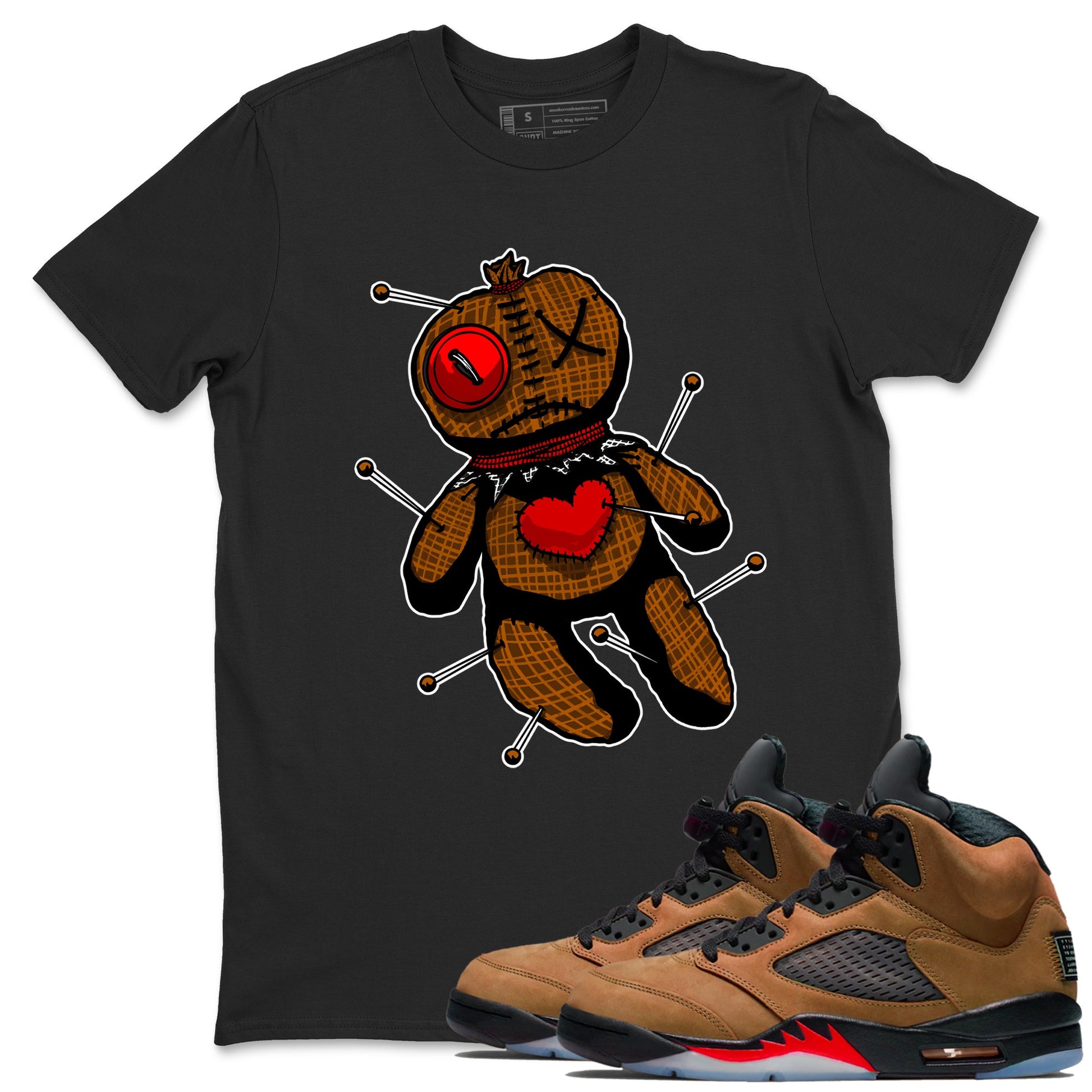 5s Archaeo Brown shirts to match jordans Linen Voodoo Doll unique Halloween sneaker tee Air Jordan 5 Archaeo Brown SNRT Sneaker Release Tees unisex cotton Black 1 crew neck shirts