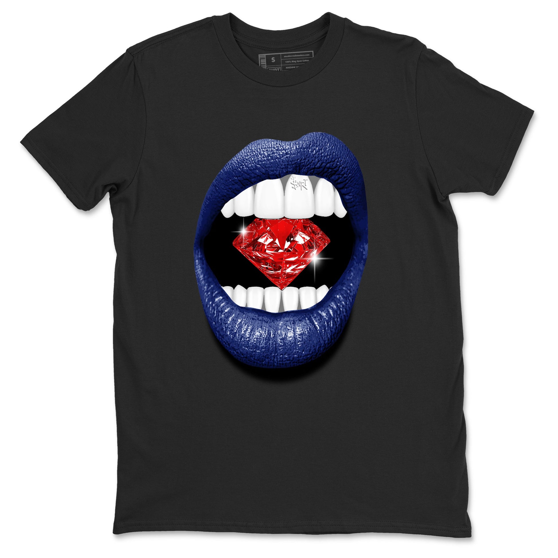 1s Rare Air shirts to match jordans Lips Diamond sneaker match tees Air Jordan 1 High OG Rare Air Deep Royal Blue match shoes to clothes SNRT Sneaker Tees unisex cotton Black 2 shirts