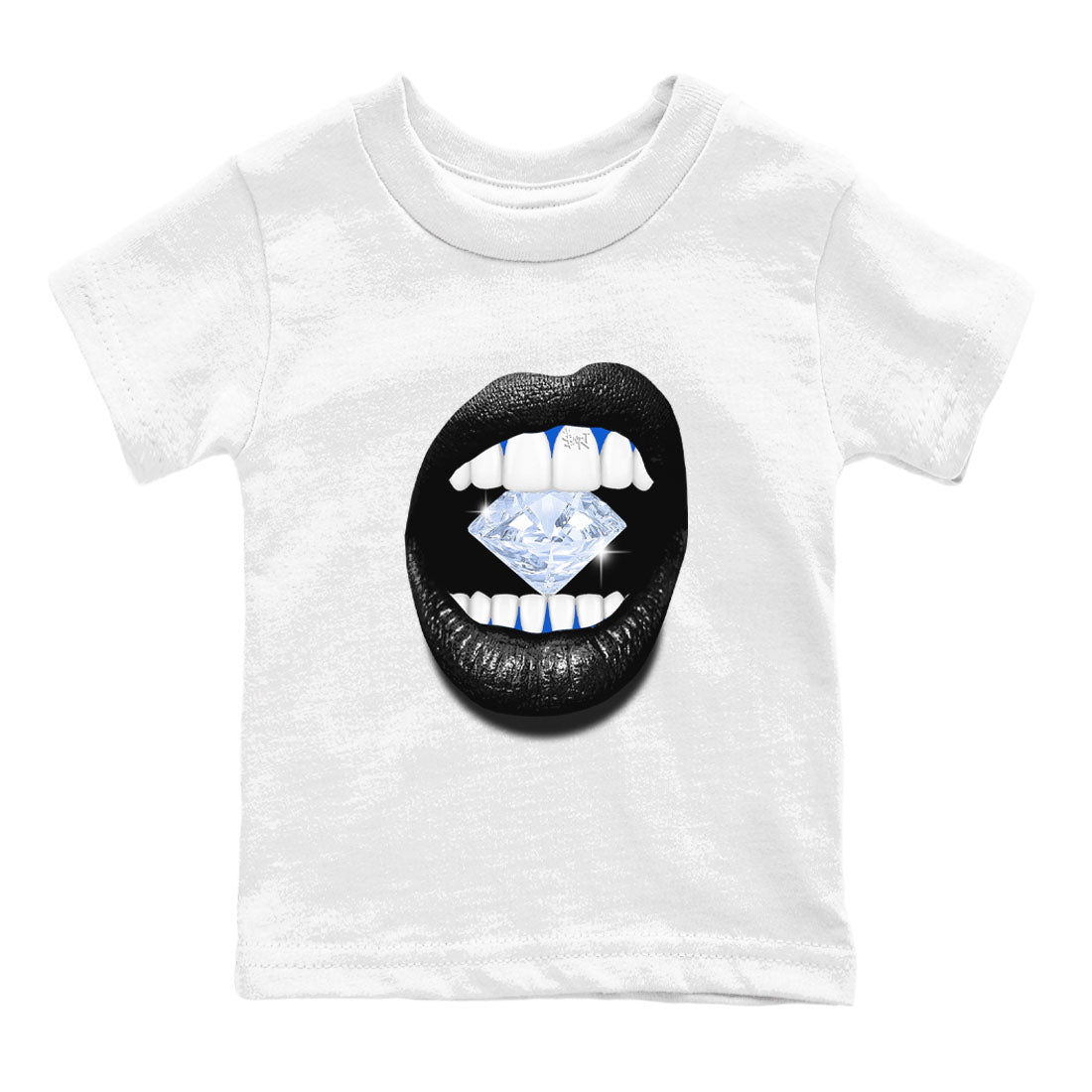 11s Black and Varsity Royal shirt to match jordans Lips Diamond sneaker tees AJ11 Black and Varsity Royal SNRT sneaker release tees baby toddler White 2 cotton Shirt