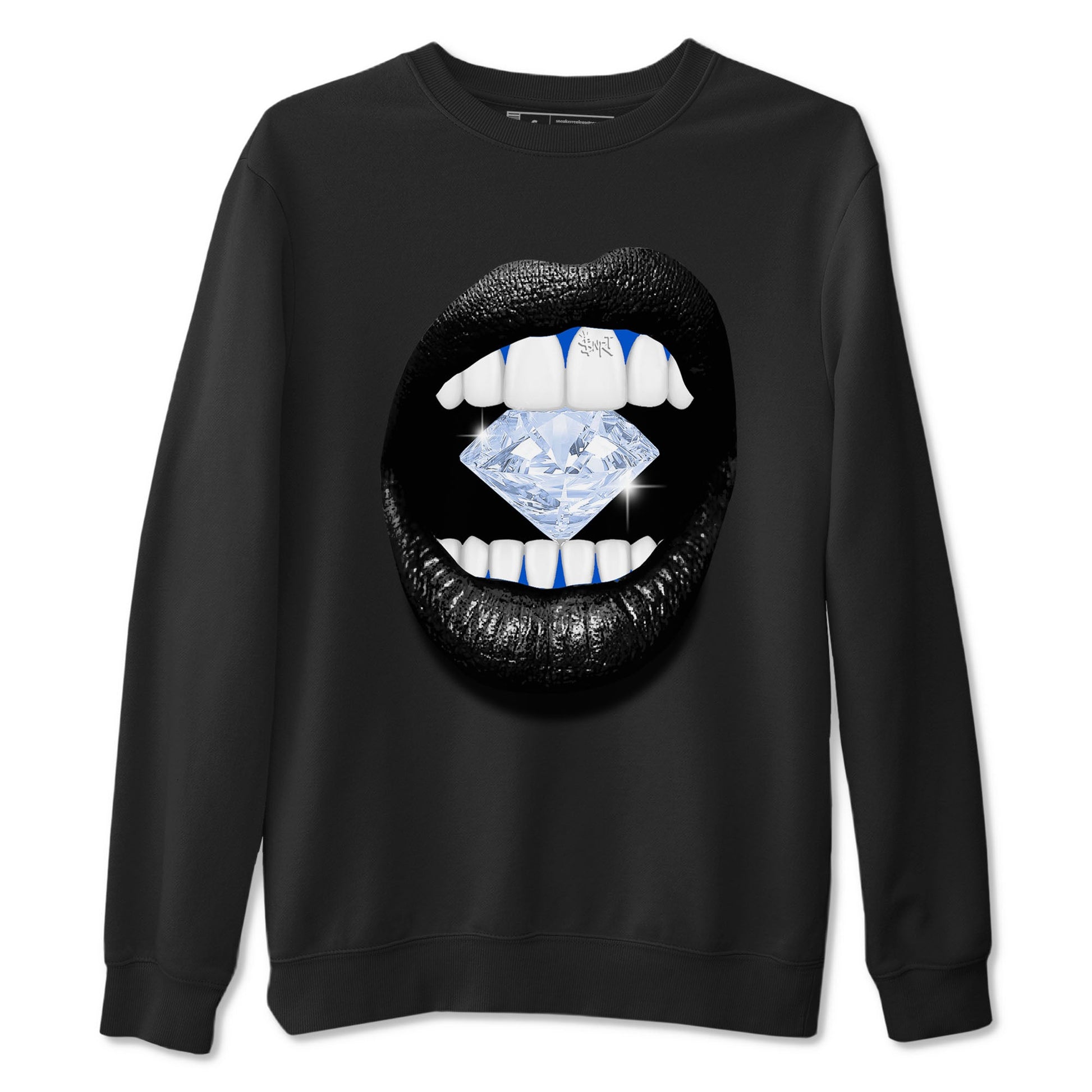 11s Black and Varsity Royal shirt to match jordans Lips Diamond sneaker tees AJ11 Black and Varsity Royal SNRT sneaker Release Tees unisex cotton Black 2 crew neck shirt